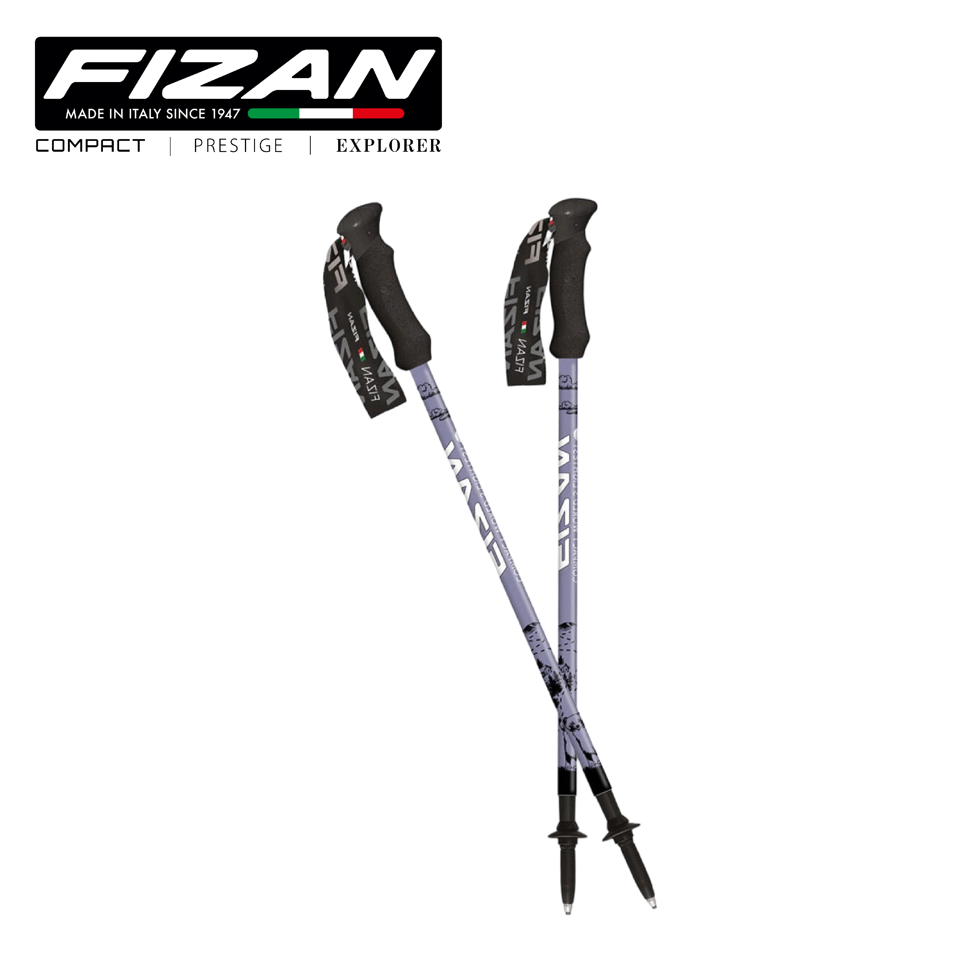 FIZAN 義大利 超輕三節式登山杖-2入 (2色) 87FZ237102