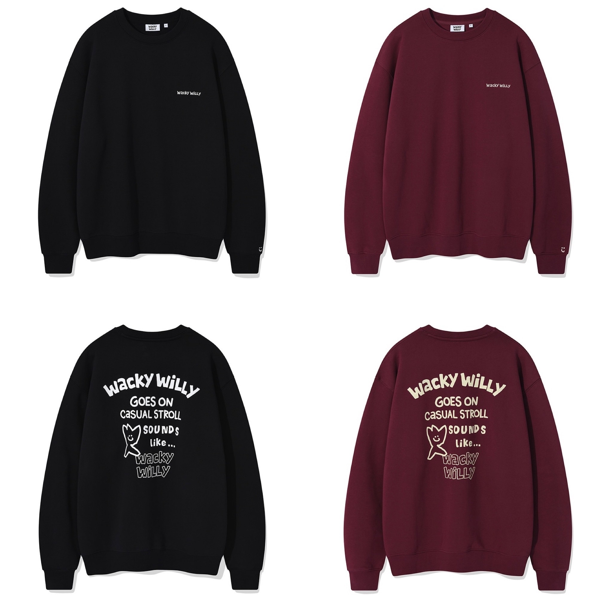 【隨時截單！限時優惠預訂】男女可穿！韓國WACKY WILLY LETTERING LOGO GRAPHIC CREWNECK（2色）