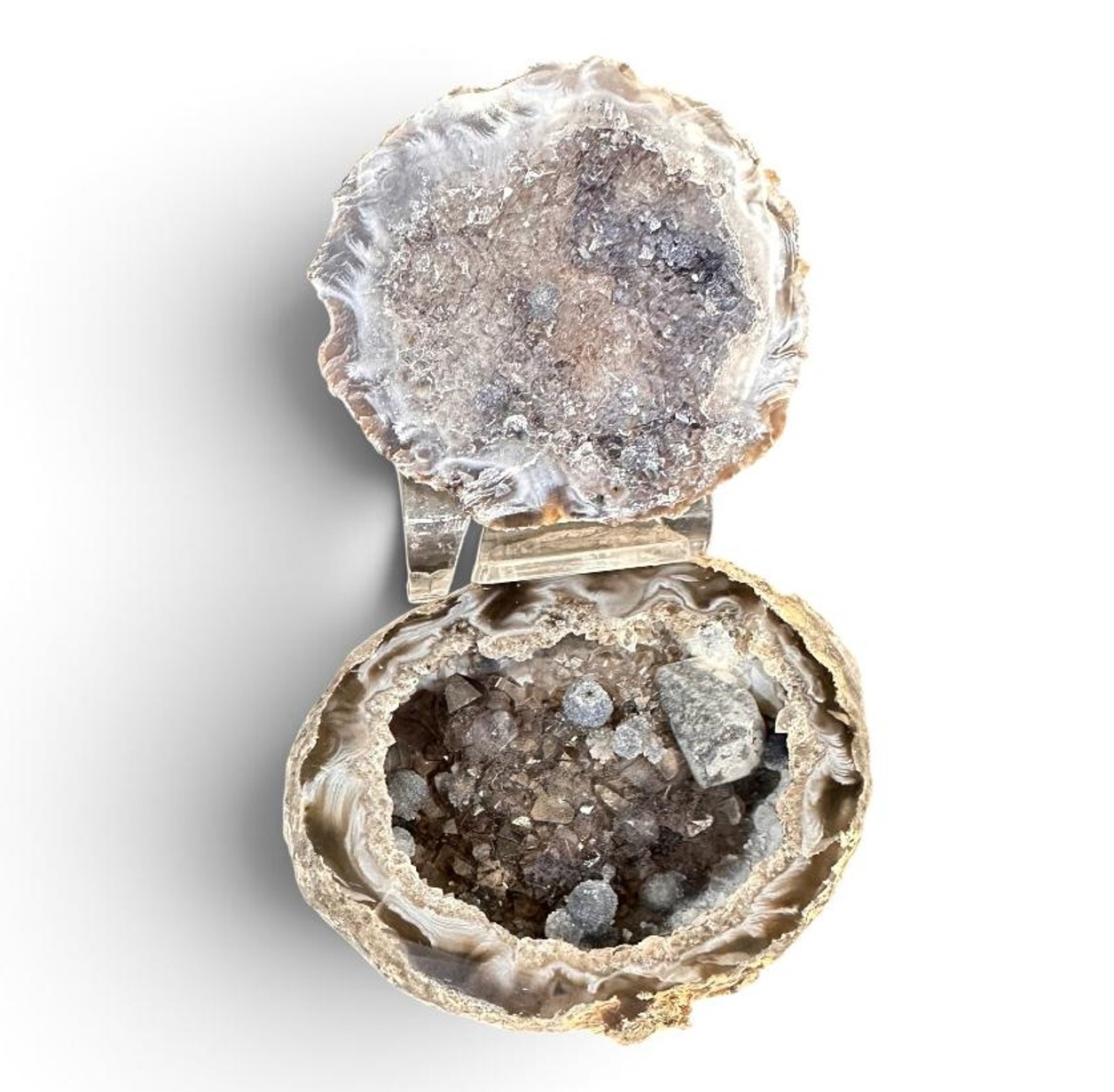 A63 灰皮灰藍水晶聚寶盤 (約8*7*3cm)