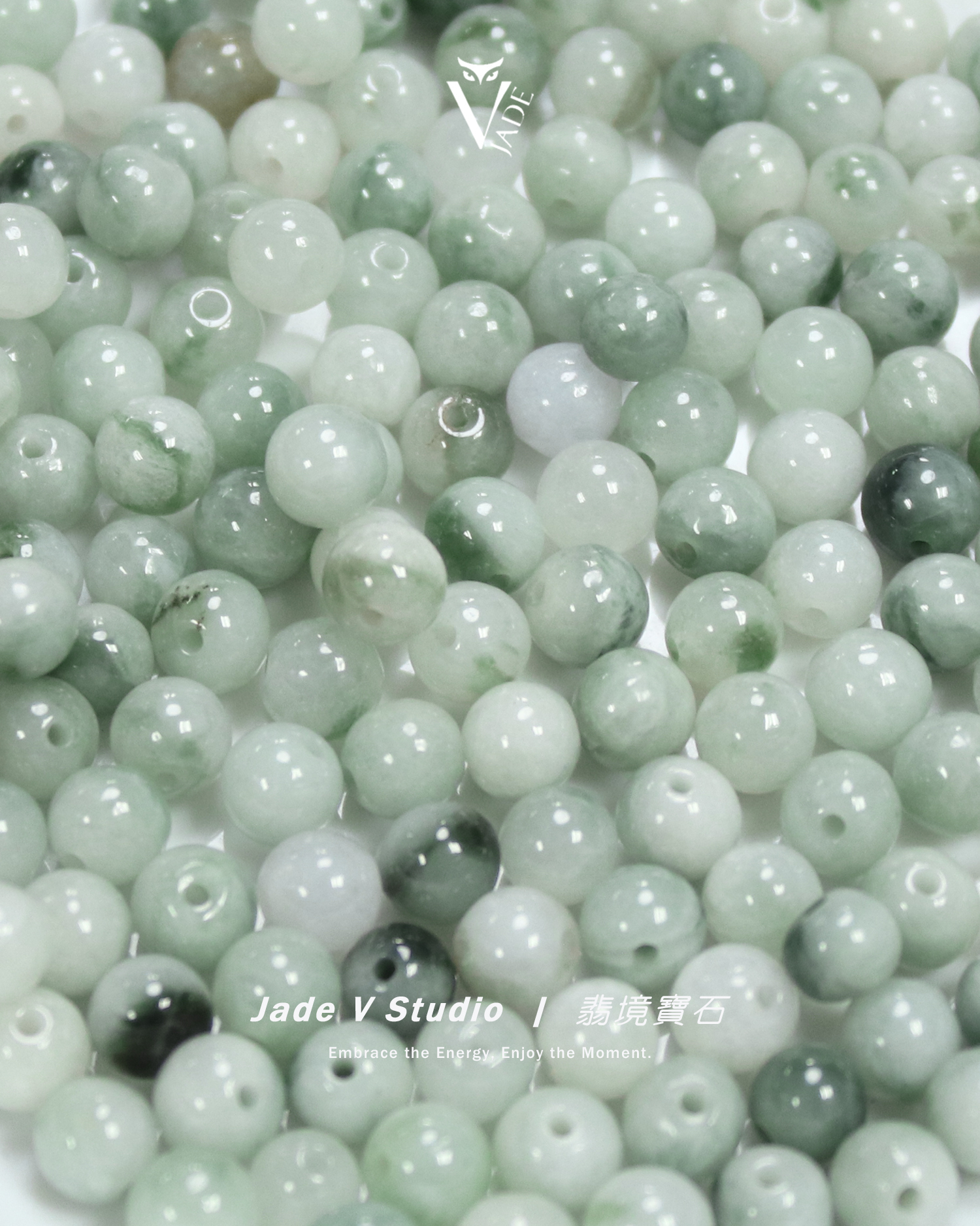 【JadeV｜翡境寶石】花青 翡翠 5.5mm 穿孔 圓珠