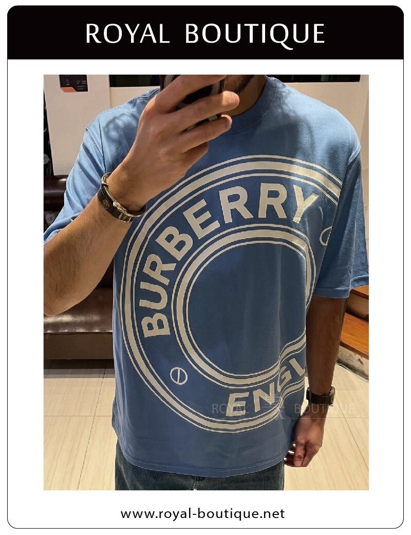 BURBERRY 大面積英字LOGO印刷短T