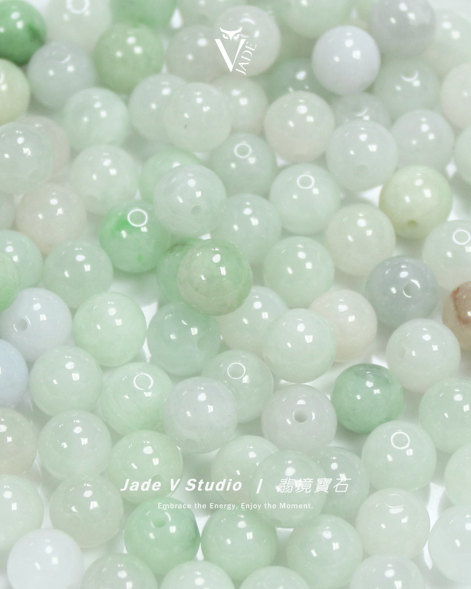 【JadeV｜翡境寶石】果綠 翡翠 7.2mm 穿孔 圓珠