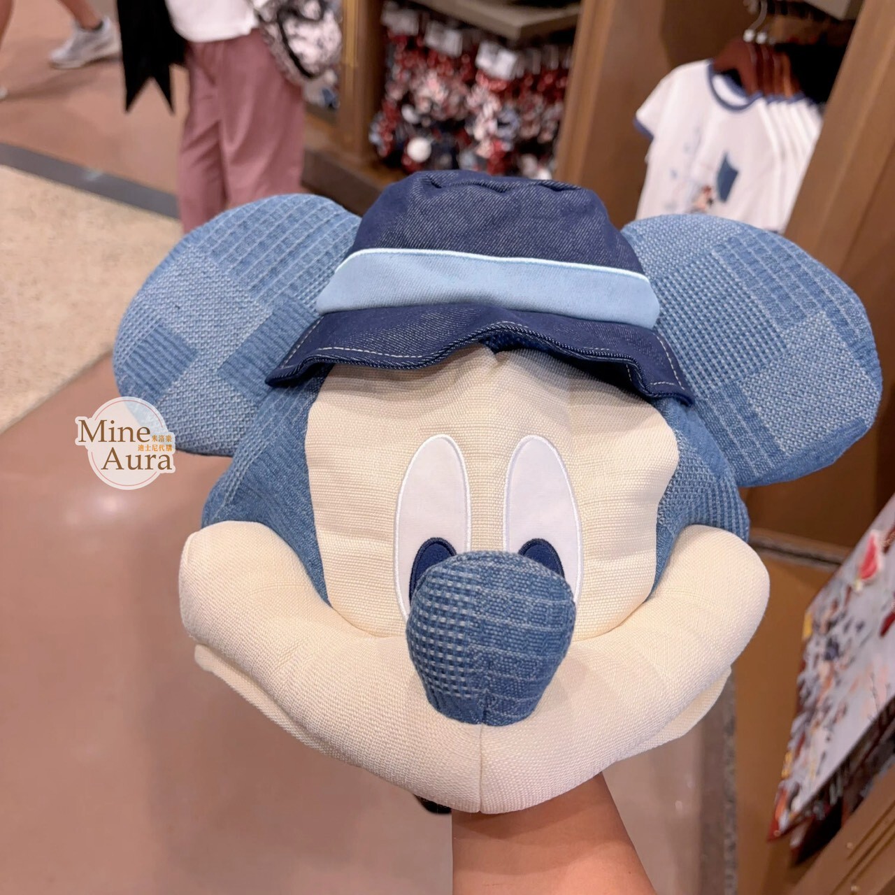 米奇 Mickey 與好友們 單寧漫遊系列 米奇 Mickey 米妮 Minnie 大頭小身體絨毛 造型帽 帽子 頭套 -上海迪士尼樂園