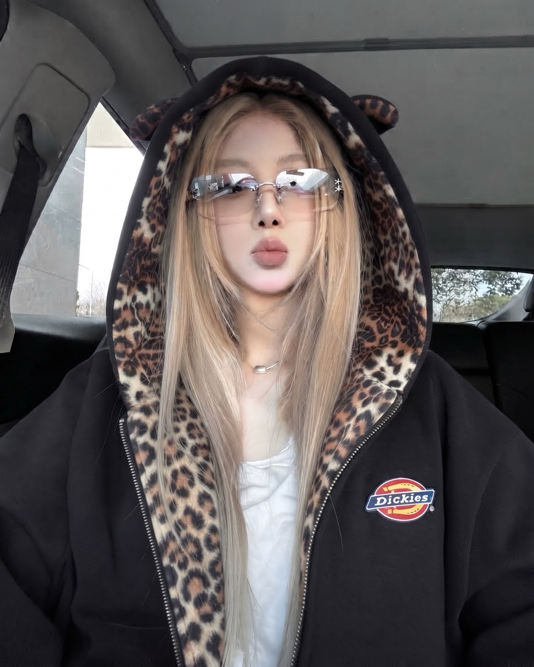 Dickies 美式 復古 豹紋內裡 豹耳 造型 連帽外套 兩色