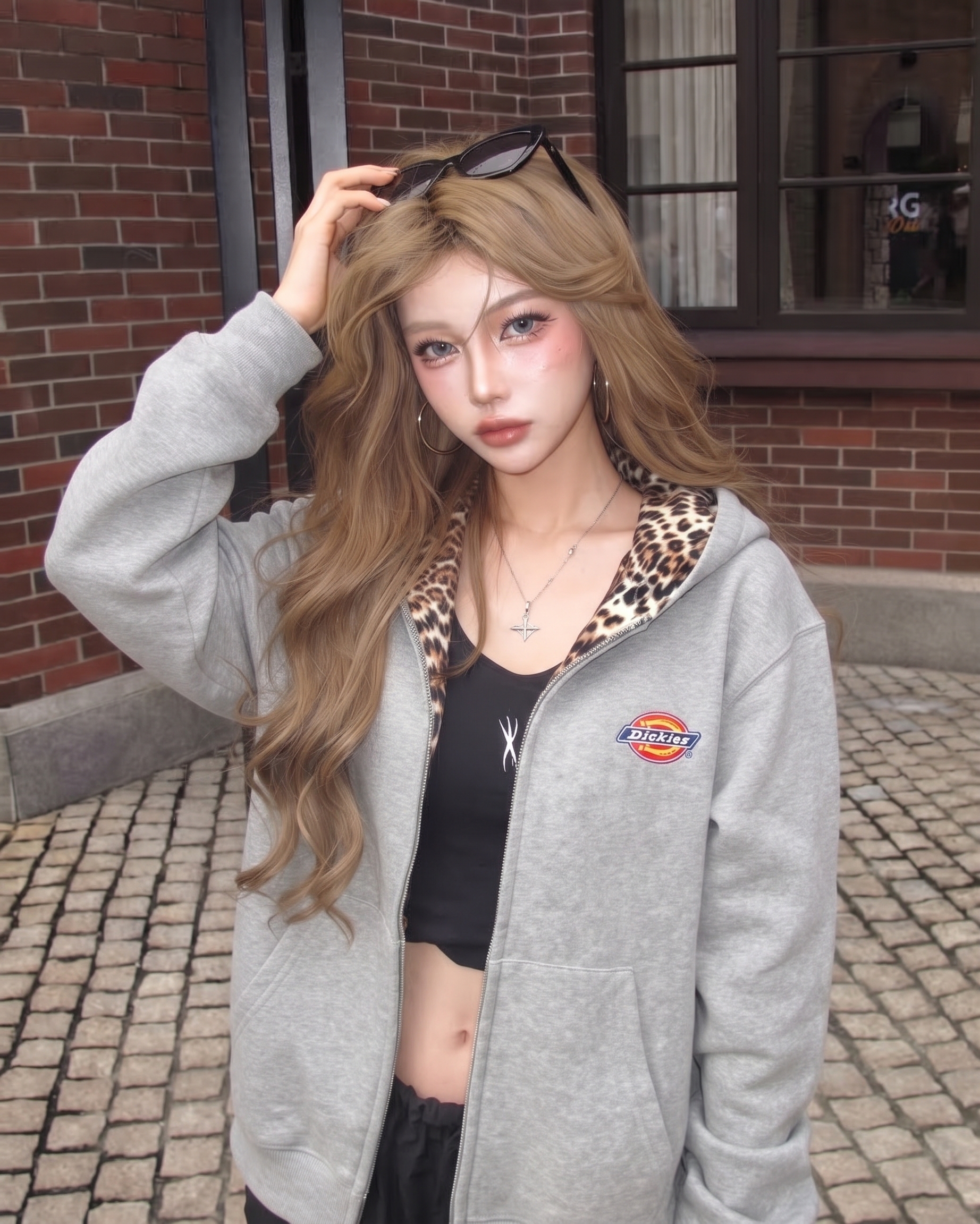 Dickies 美式 復古 豹紋內裡 豹耳 造型 連帽外套 兩色
