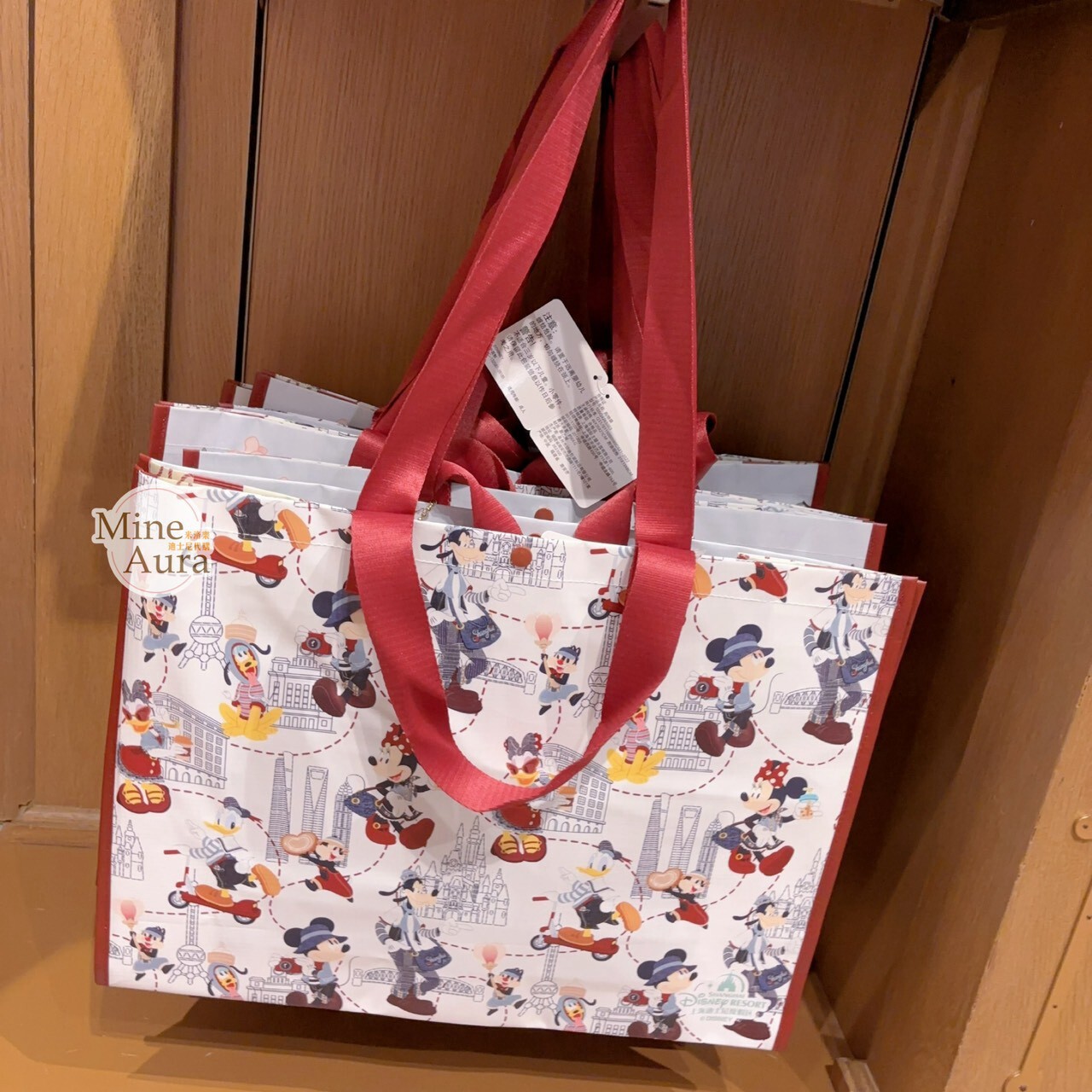 米奇 Mickey 與好友們 單寧漫遊系列 圖案 手提 環保袋 購物袋 附收納袋 -上海迪士尼樂園