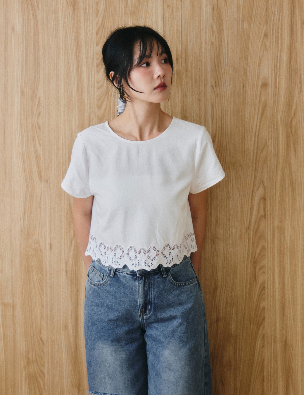 下擺繡花棉麻短上衣（3尺寸）