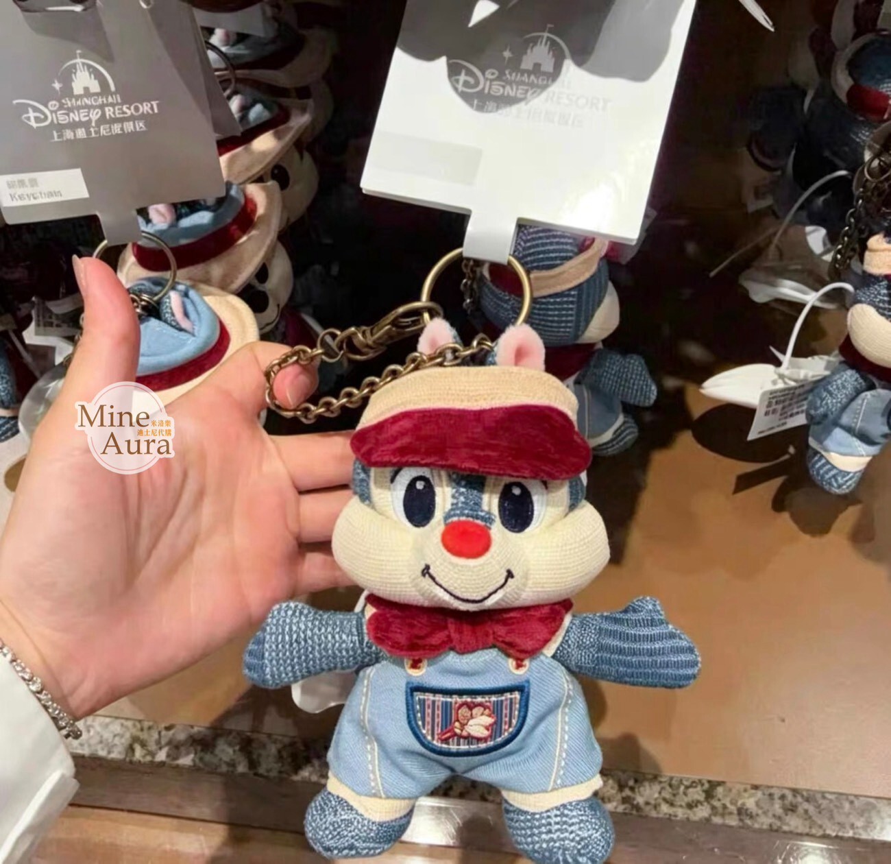 米奇 Mickey 與好友們 單寧漫遊系列 紅鼻 蒂蒂 Dale 絨毛 鑰匙圈 吊飾 奇奇蒂蒂 Chip 'n Dale -上海迪士尼樂園