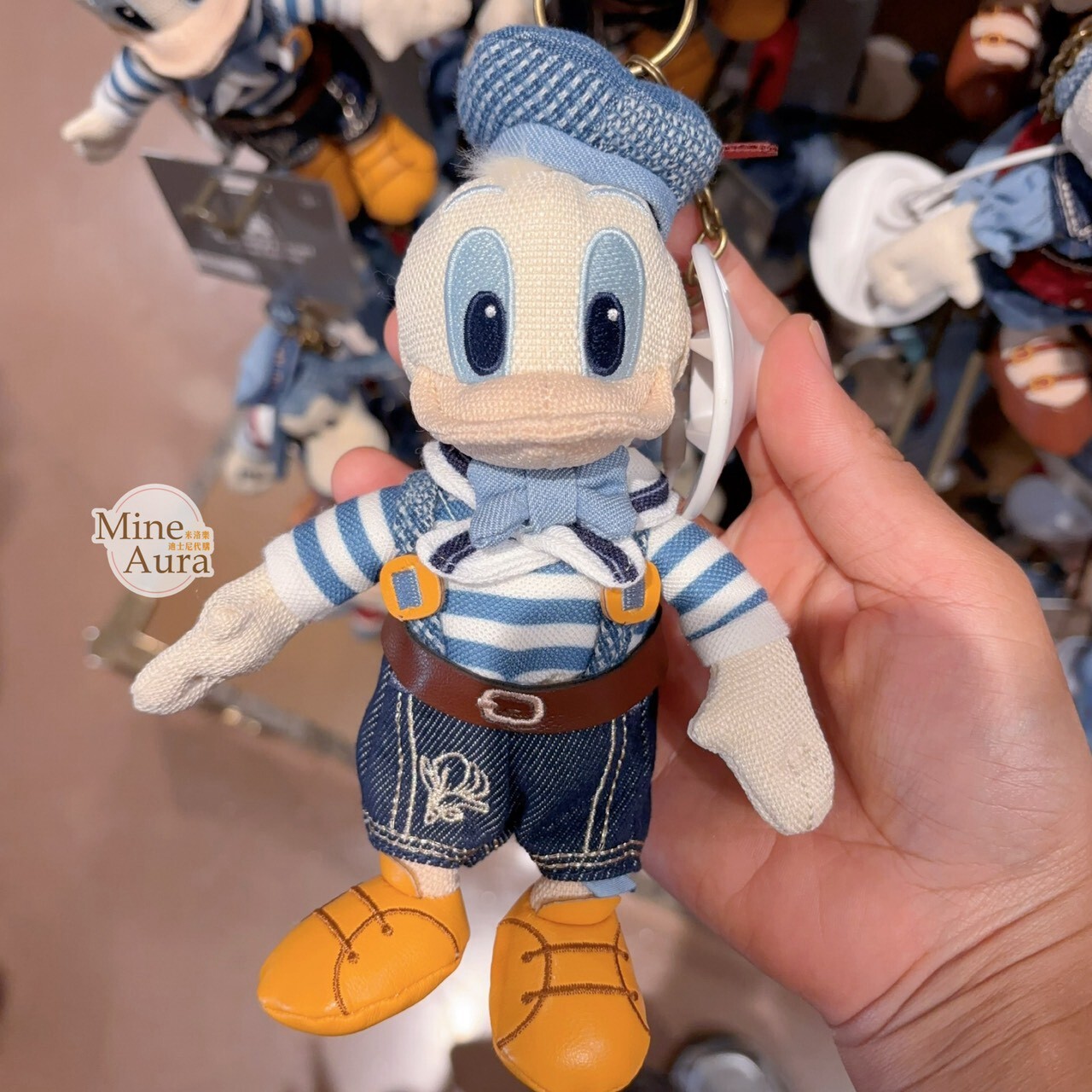 米奇 Mickey 與好友們 單寧漫遊系列 唐老鴨 Donald 絨毛 鑰匙圈 吊飾 -上海迪士尼樂園