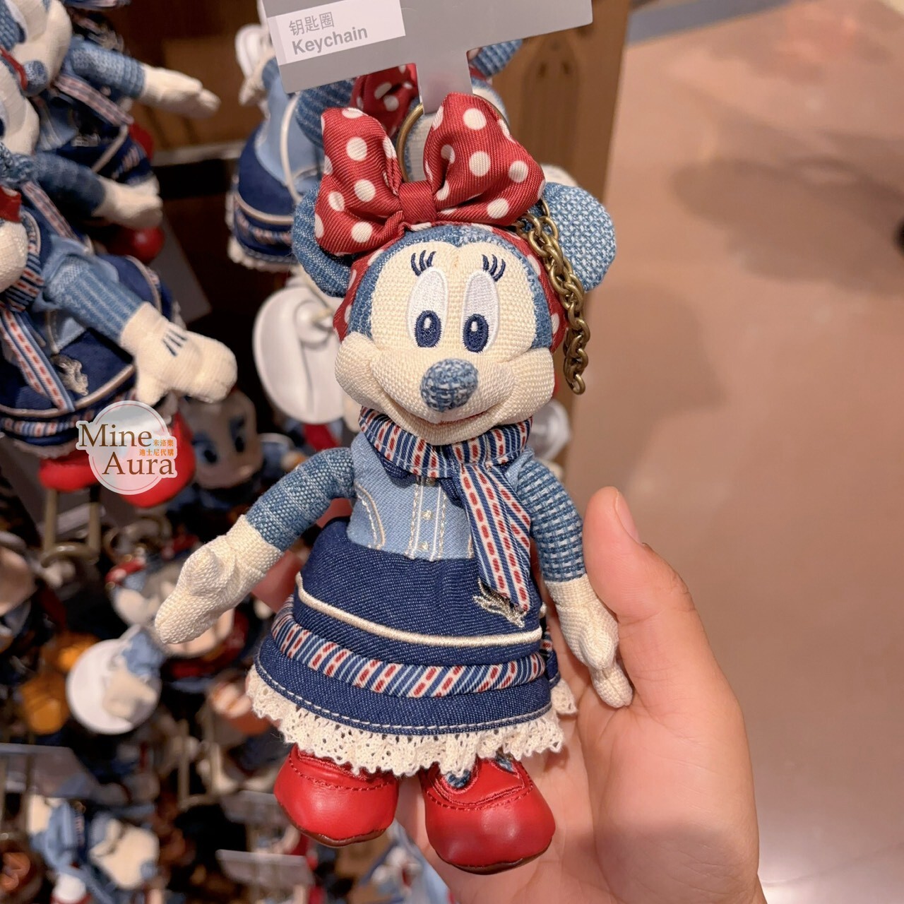 米奇 Mickey 與好友們 單寧漫遊系列 米妮 Minnie 絨毛 鑰匙圈 吊飾 -上海迪士尼樂園