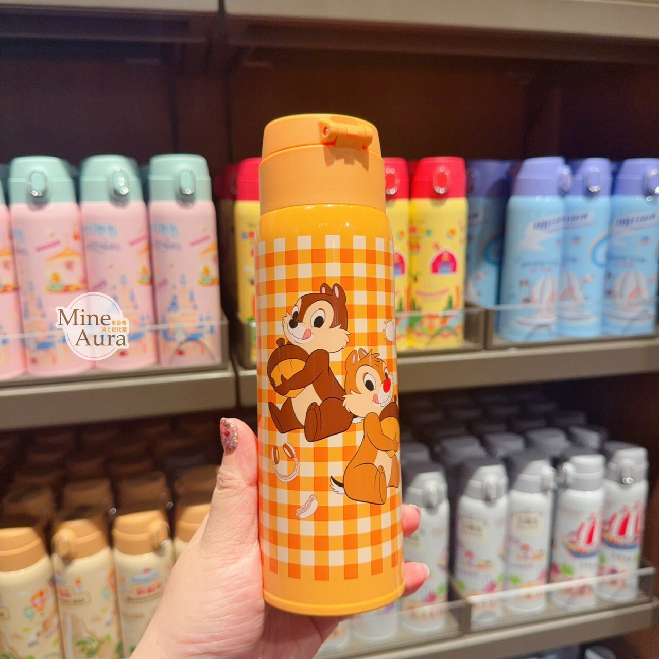 奇奇蒂蒂 Chip 'n Dale 格紋 圖案 保溫瓶 水壺 -上海迪士尼樂園