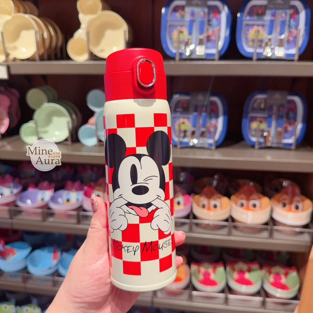 米奇 Mickey 格紋 圖案 保溫瓶 水壺 -上海迪士尼樂園
