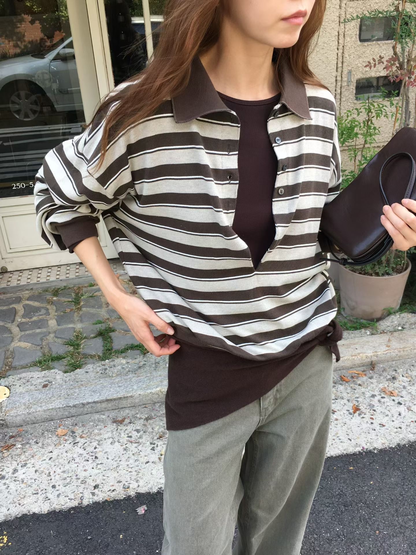 VE26131 Deep Collar Stripe Polo