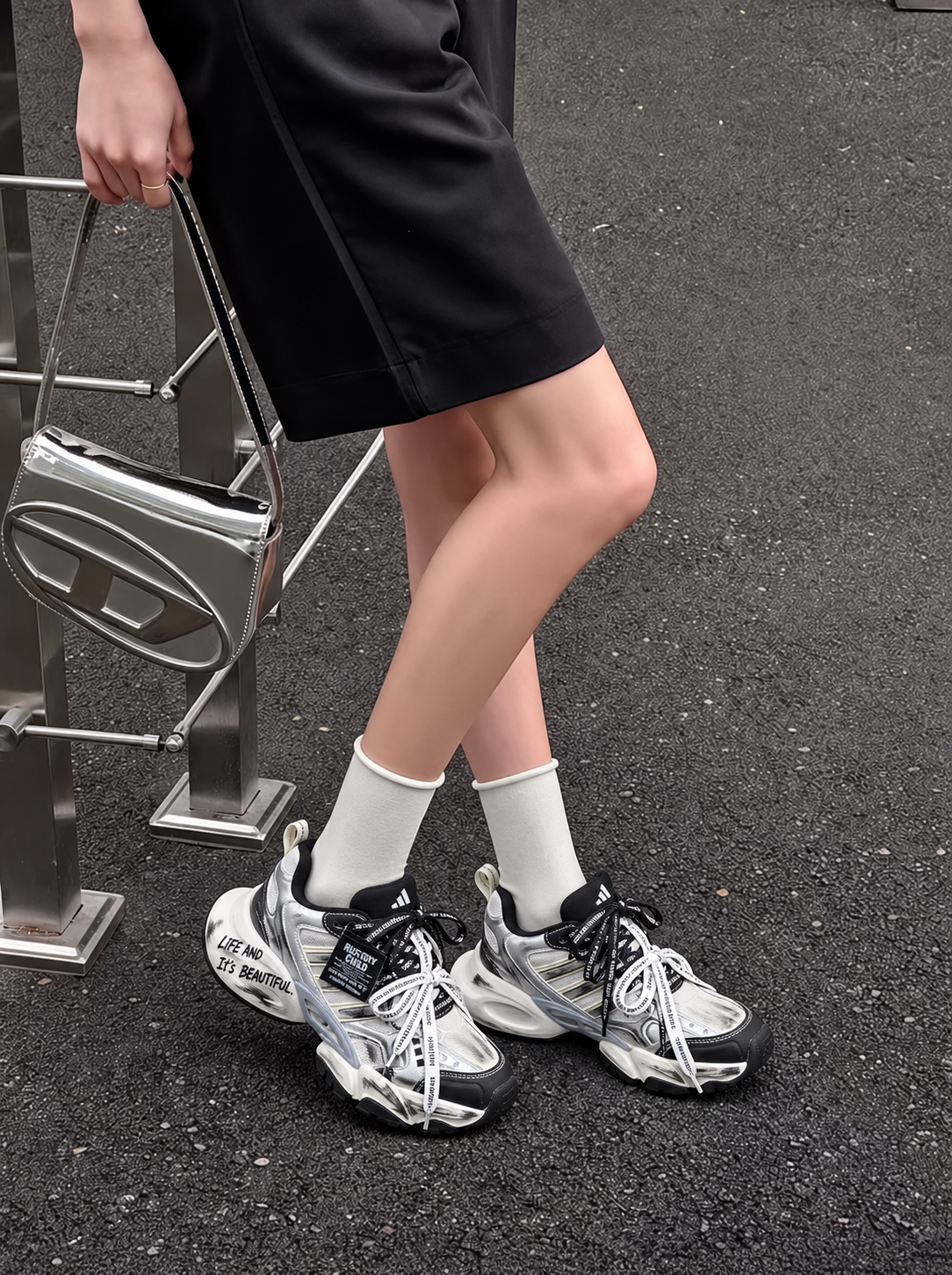 【訂製鞋款】Adidas originals XLG 霧白宣言 小巴黎世家 塗鴉 手繪 街頭風 個性  IH0429（Team2593-霧白宣言）