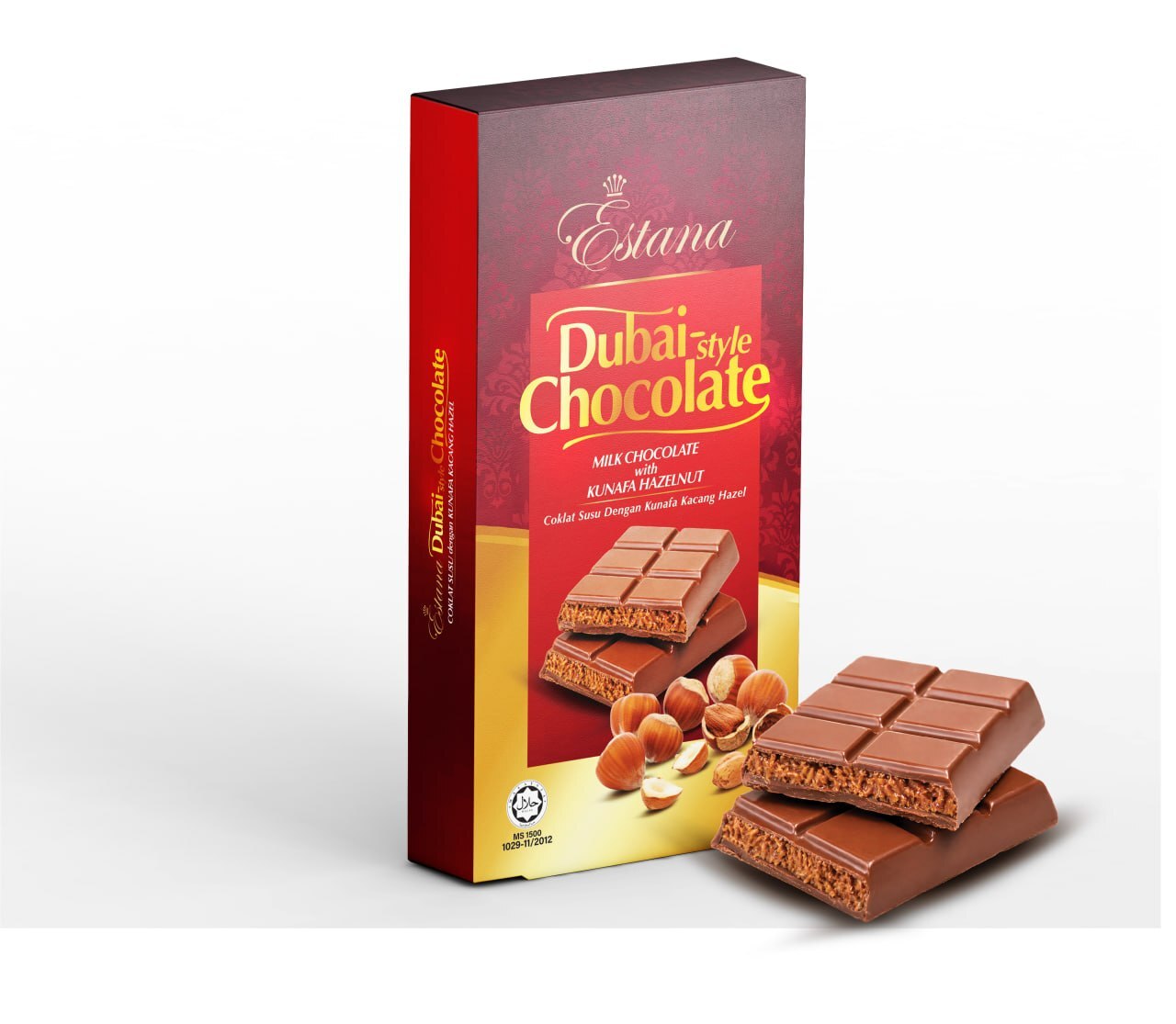 Estana Dubai-Style Chocolate, Milk Chocolate with Kunafa Hazelnut