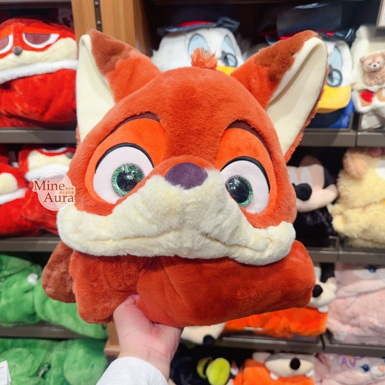 胡尼克 Nick 狐狸 大頭 連帽造型 披肩 毛毯 可摺疊收納 動物方城市 Zootopia -上海迪士尼樂園