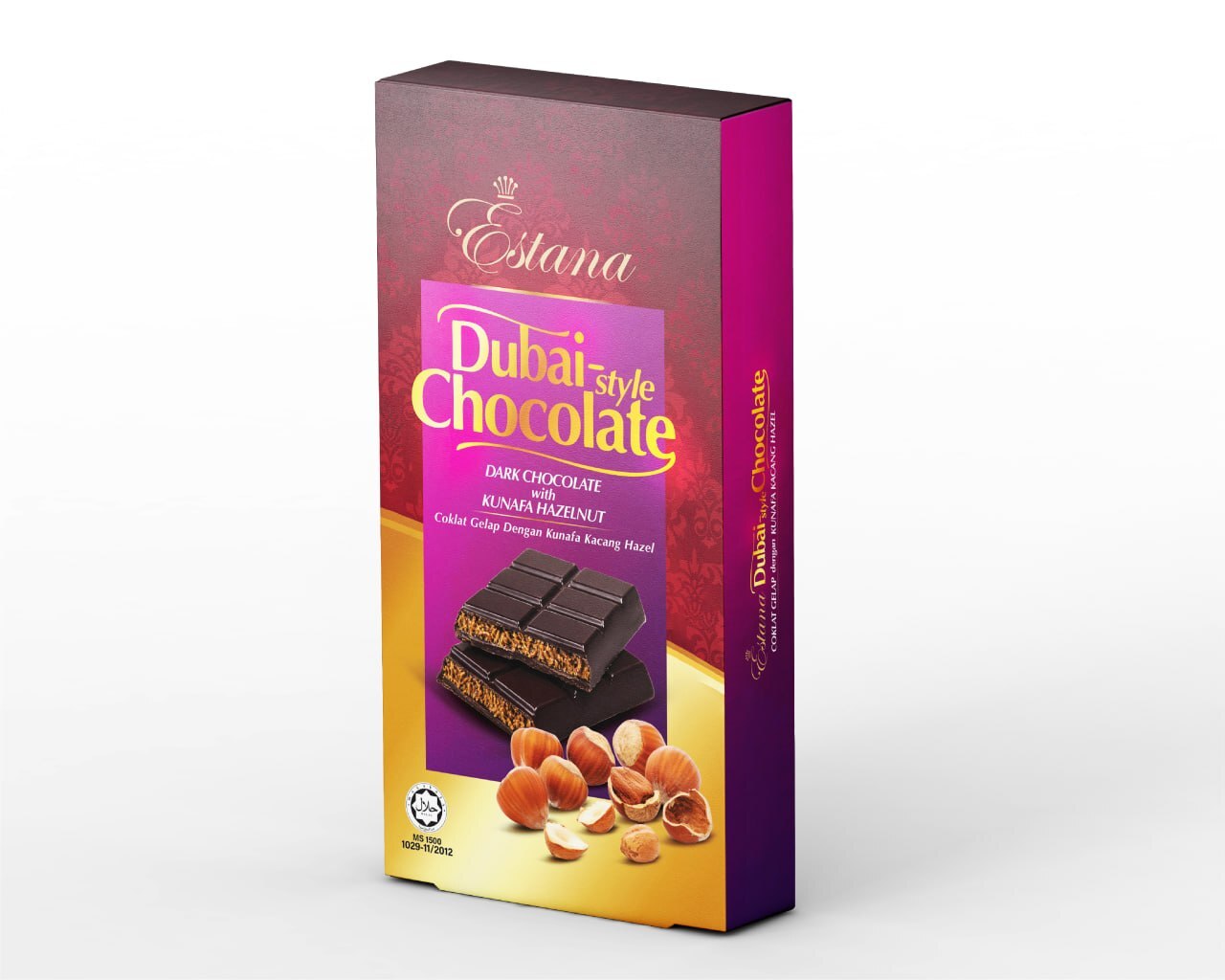 Estana Dubai-Style Chocolate, Dark Chocolate with Kunafa Hazelnut