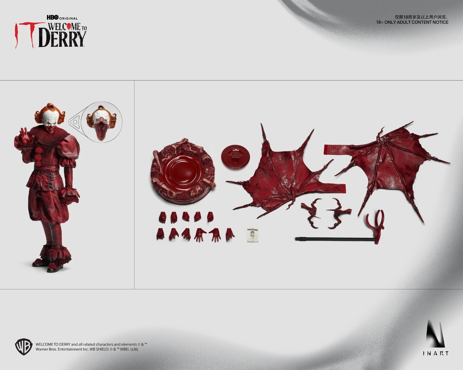 (預訂) INART A045 1/6 IT: Welcome to Derry Season 1 - Pennywise (Bloody Version)