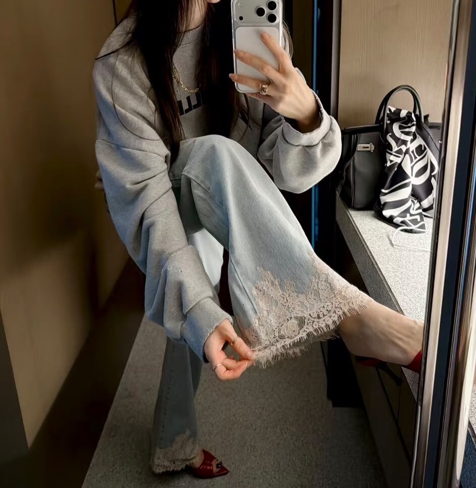 FW05  lace牛仔褲👖 S: 腰31 HIP40 長42 M:腰32 HIP41 長43 L:腰33 HIP42 長44 $699