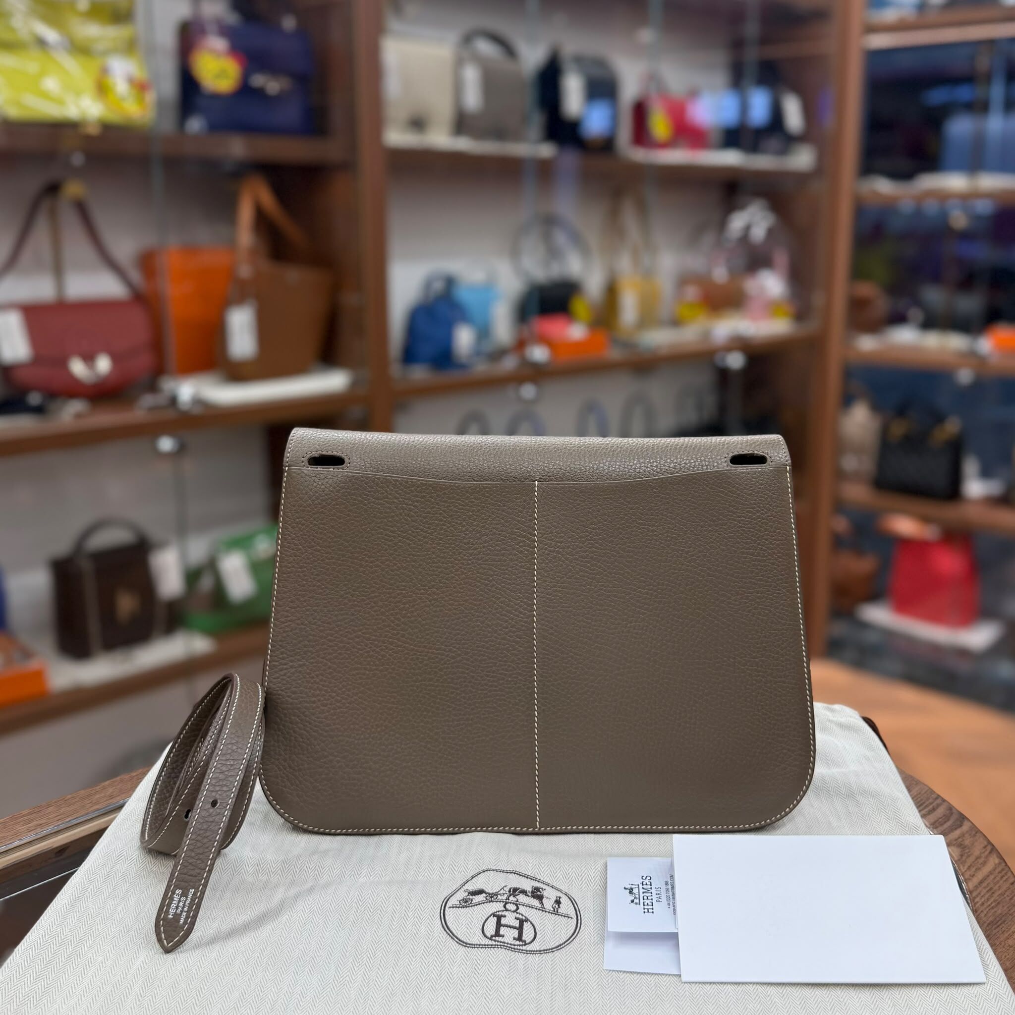 95%NEW USED HERMES HALZAN 31 ETOUPE TC PHW STMAP X 大象灰銀扣 #愛馬仕