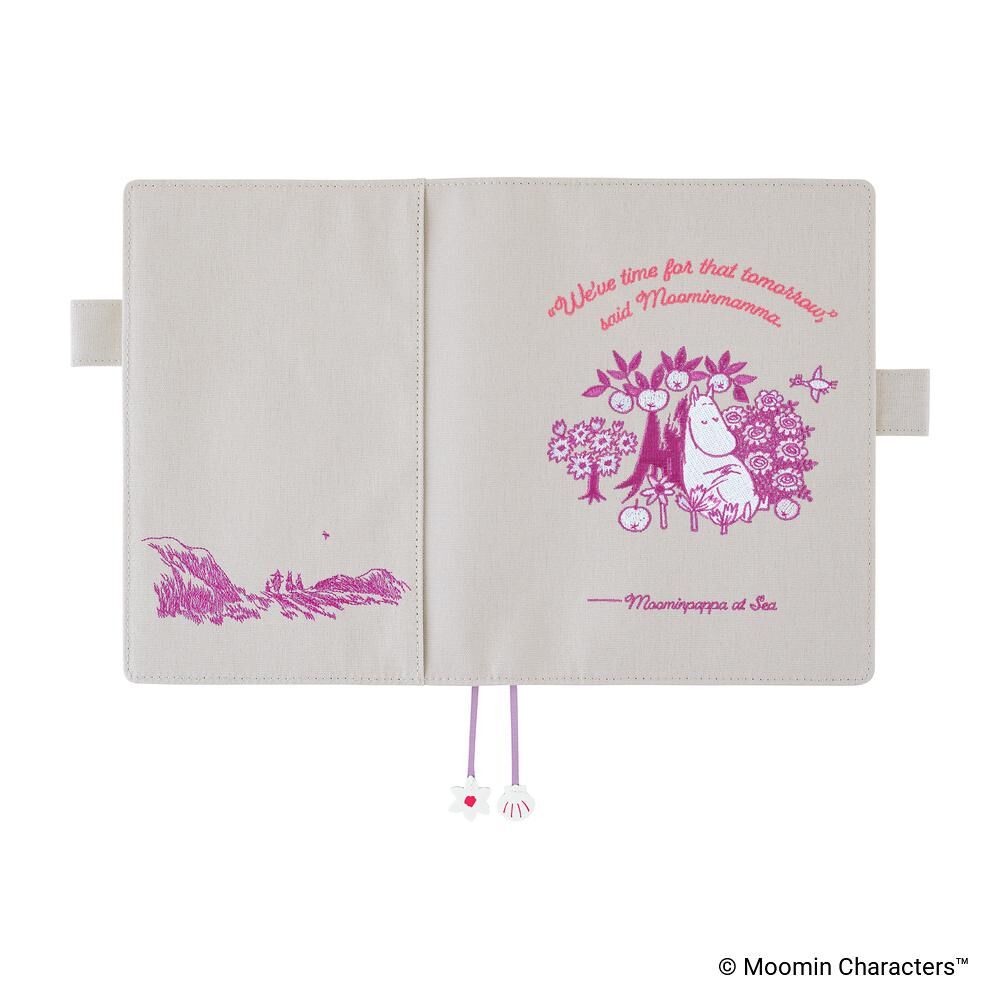 Hobonichi｜ほぼ日手帳  A5手帳專用書衣 Moomin嚕嚕米 - 庭院時光_粉灰
