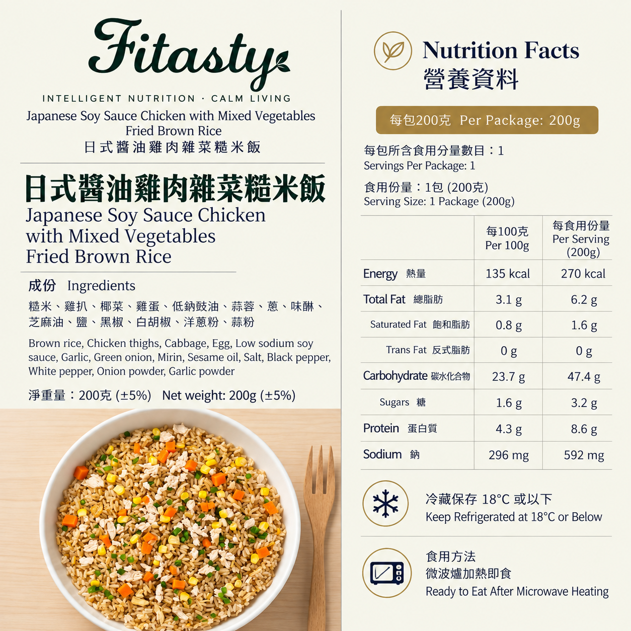 日式醬油雞肉雜菜糙米飯