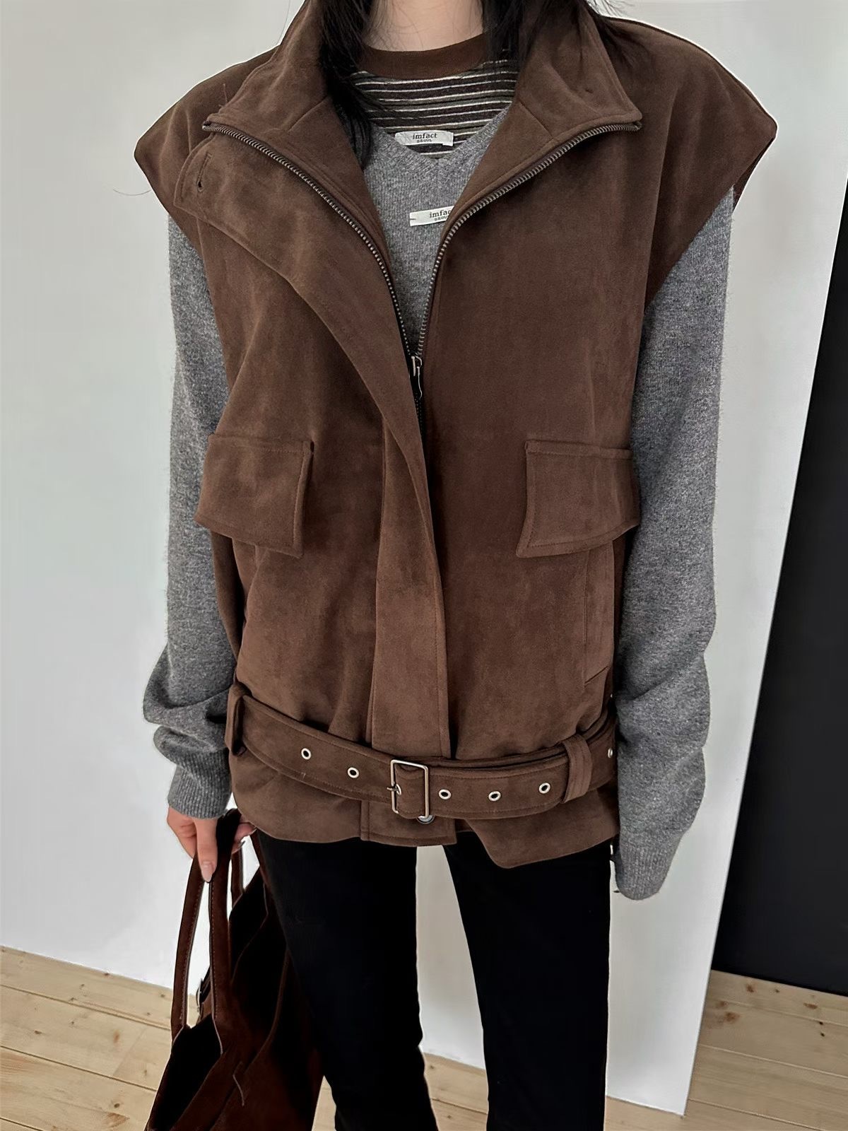 IF2607 Belted Suede Vest