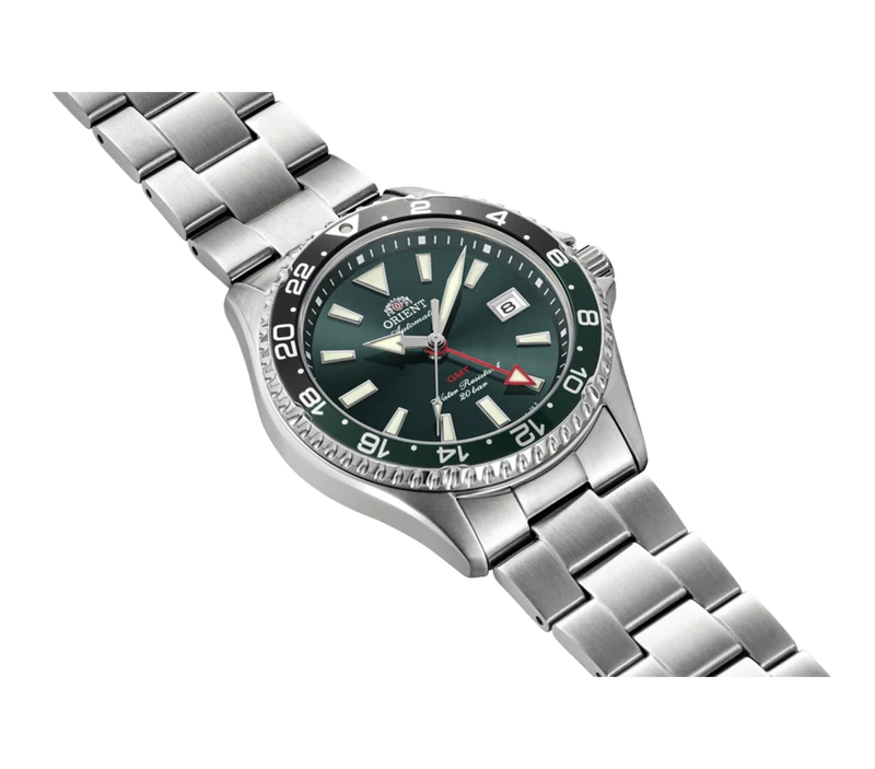 萬年鐘錶 - 東方錶  ORIENT   Mako GMT 綠面潛水機械男錶 RA-BC0002E  錶徑 : 42.8mm