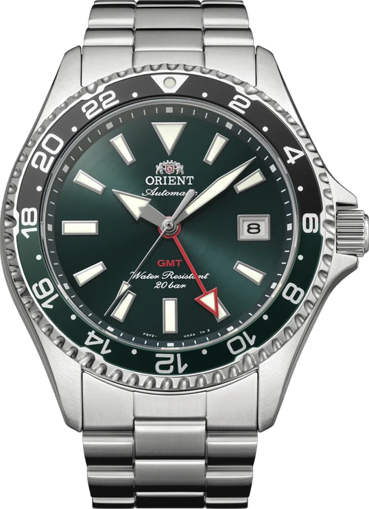萬年鐘錶 - 東方錶  ORIENT   Mako GMT 綠面潛水機械男錶 RA-BC0002E  錶徑 : 42.8mm