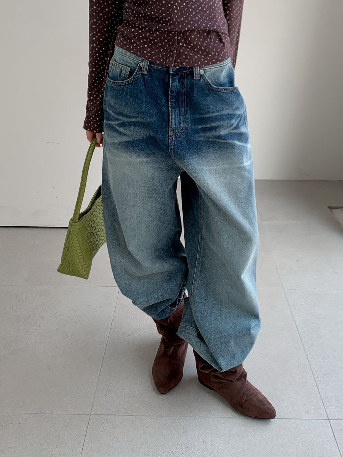 IF2615 Ombre Washed wide leg Denim