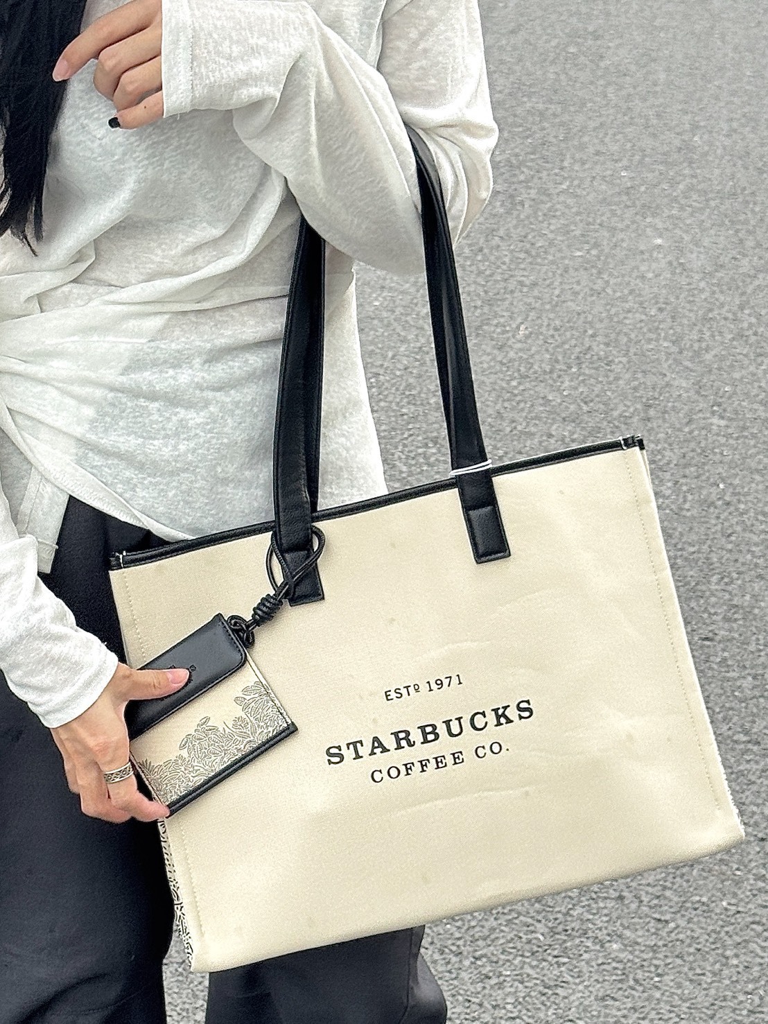正版授權 STARBUCKS 星巴克 帆布字母托特包 配小卡包 2色