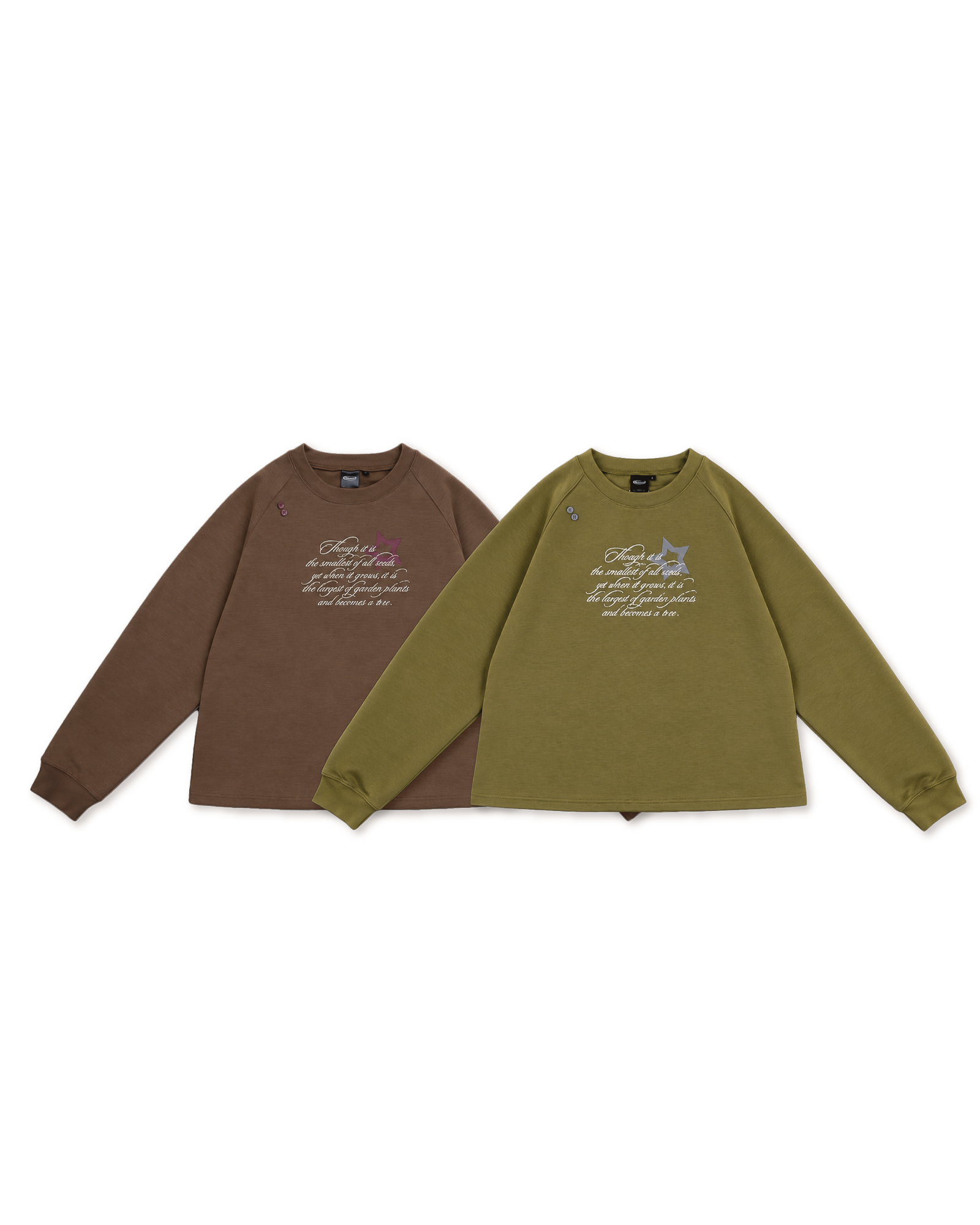 Neverland｜Star Button LS Tee (Green/Brown)