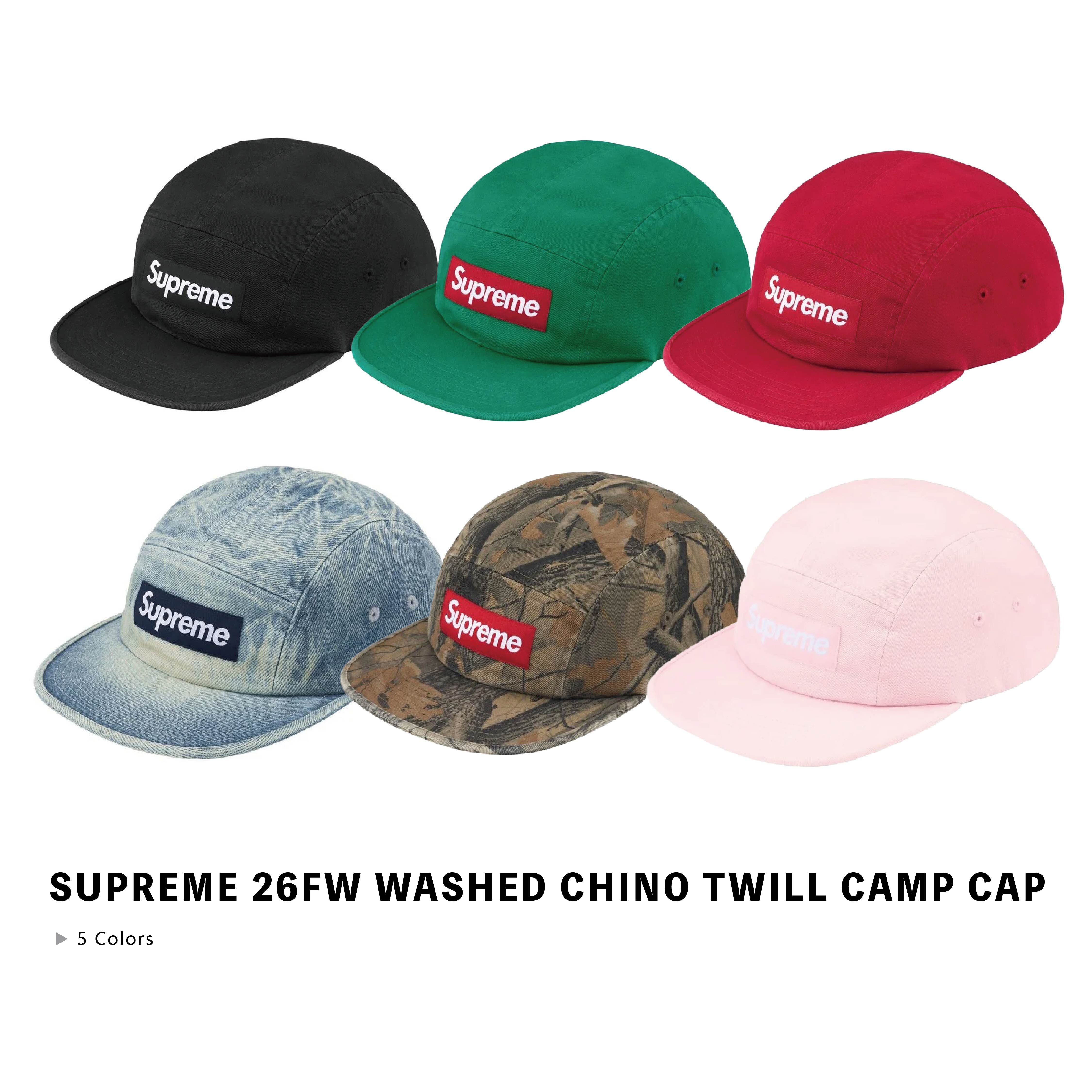 ☆ETW☆【EASY TO WEAR】SUPREME 26FW Washed Chino Twill Camp Cap 皮扣 牛仔 水洗 老帽 五分帽