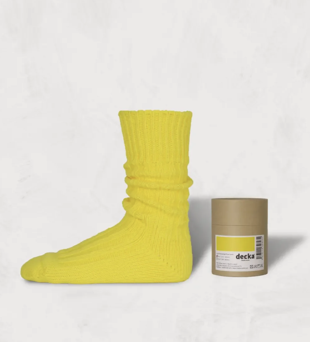[現貨] Decka Cased Heavyweight Plain Socks | NEON YELLOW