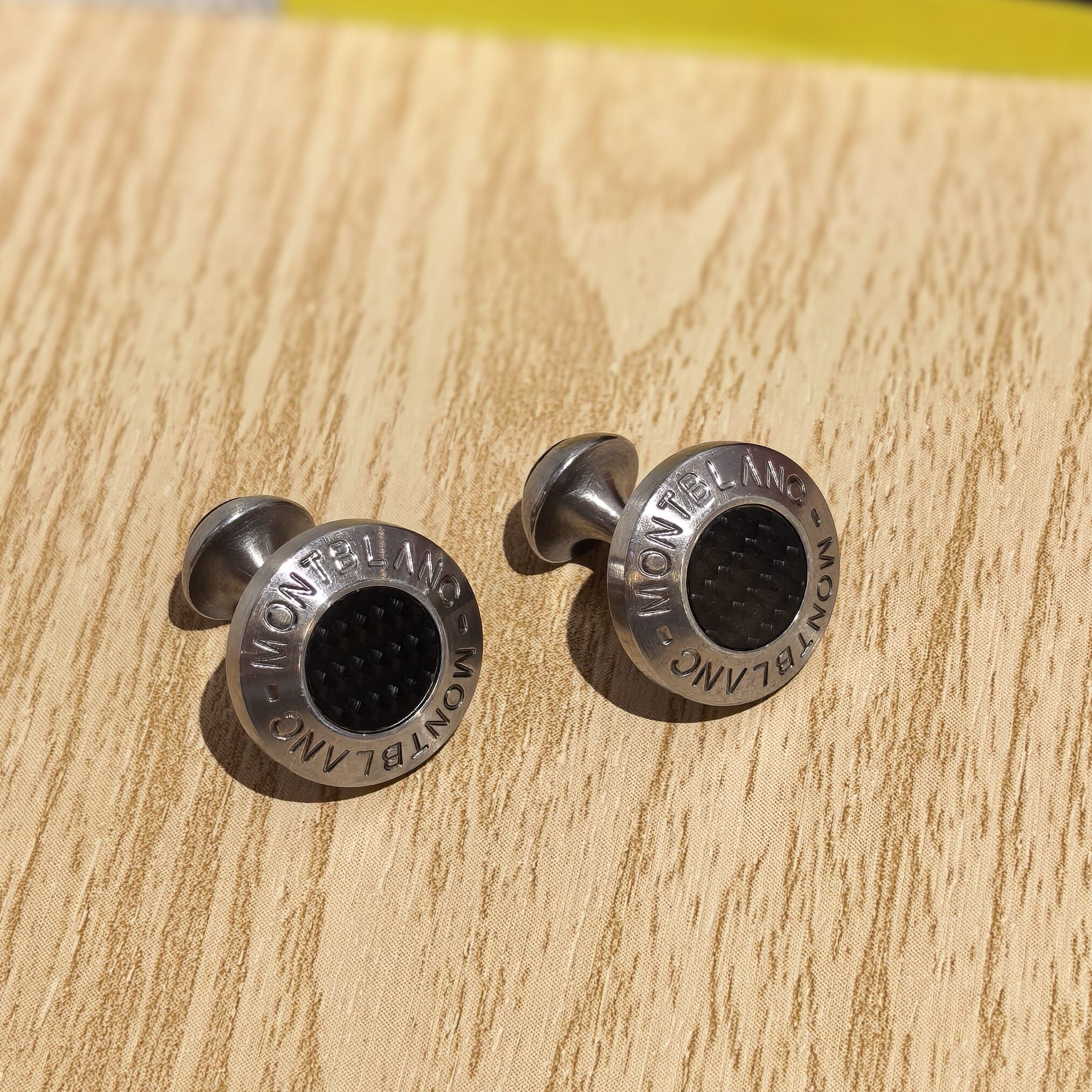 USED MONT BLANC袖口鈕/Cufflinks 萬寶龍黑色圓形星星背袖口扣 #香榭站正品