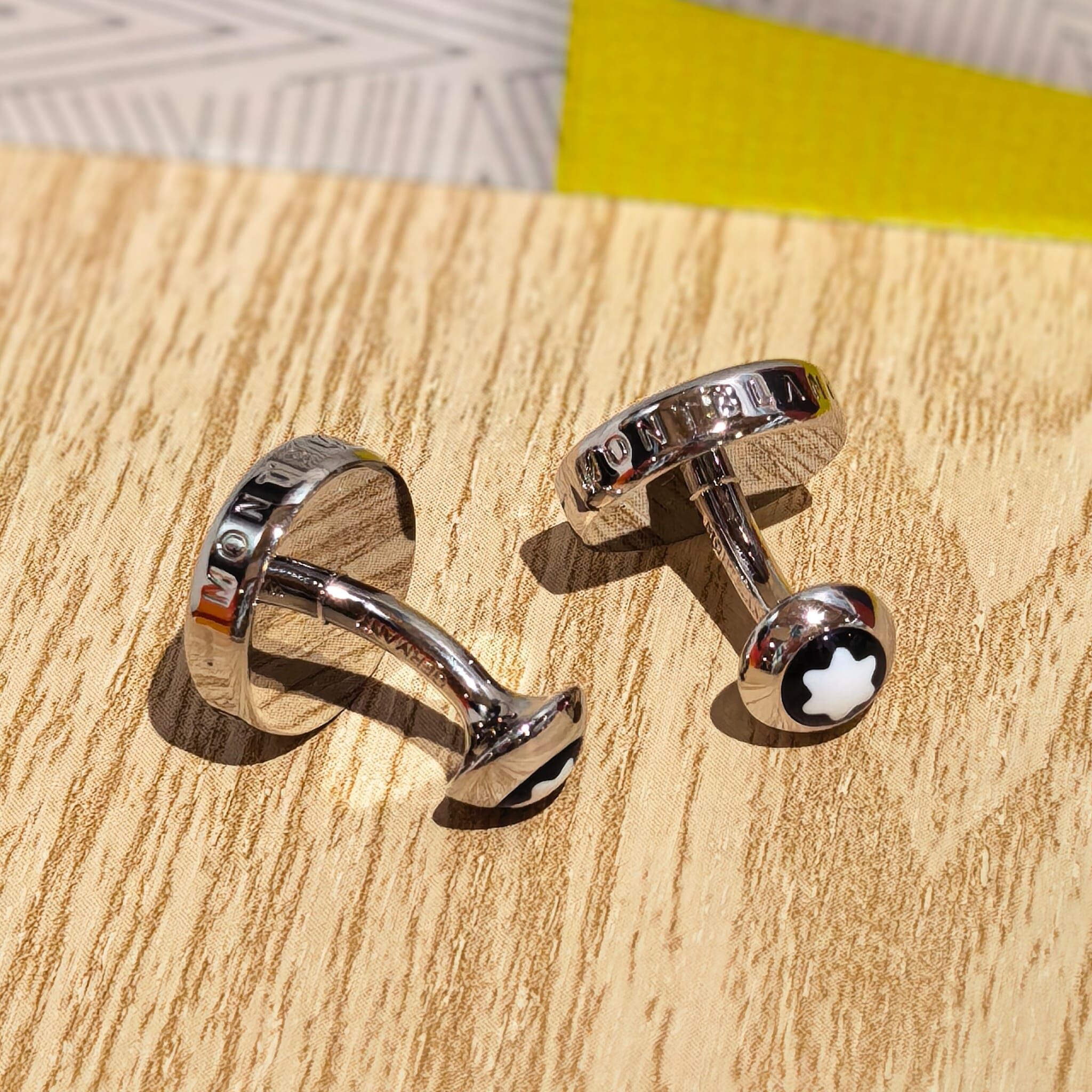 USED MONT BLANC袖口鈕/Cufflinks 萬寶龍銀色圓形星星袖口扣 #香榭站正品