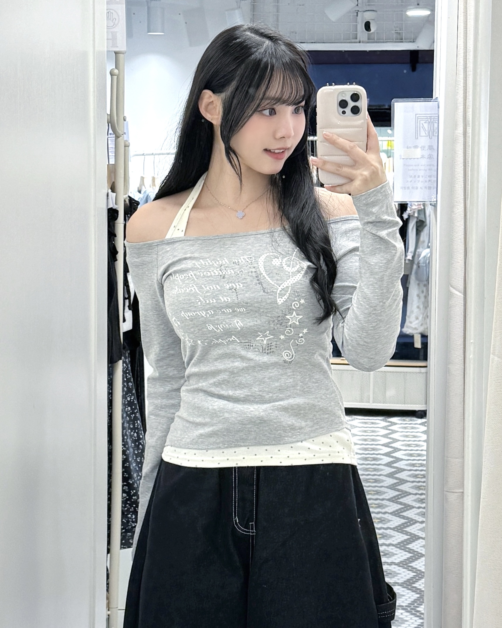 T1675｜音符字母♬.ᐟ星星掛頸假兩件長袖上衣 ݁♬⋆.˚𝄞