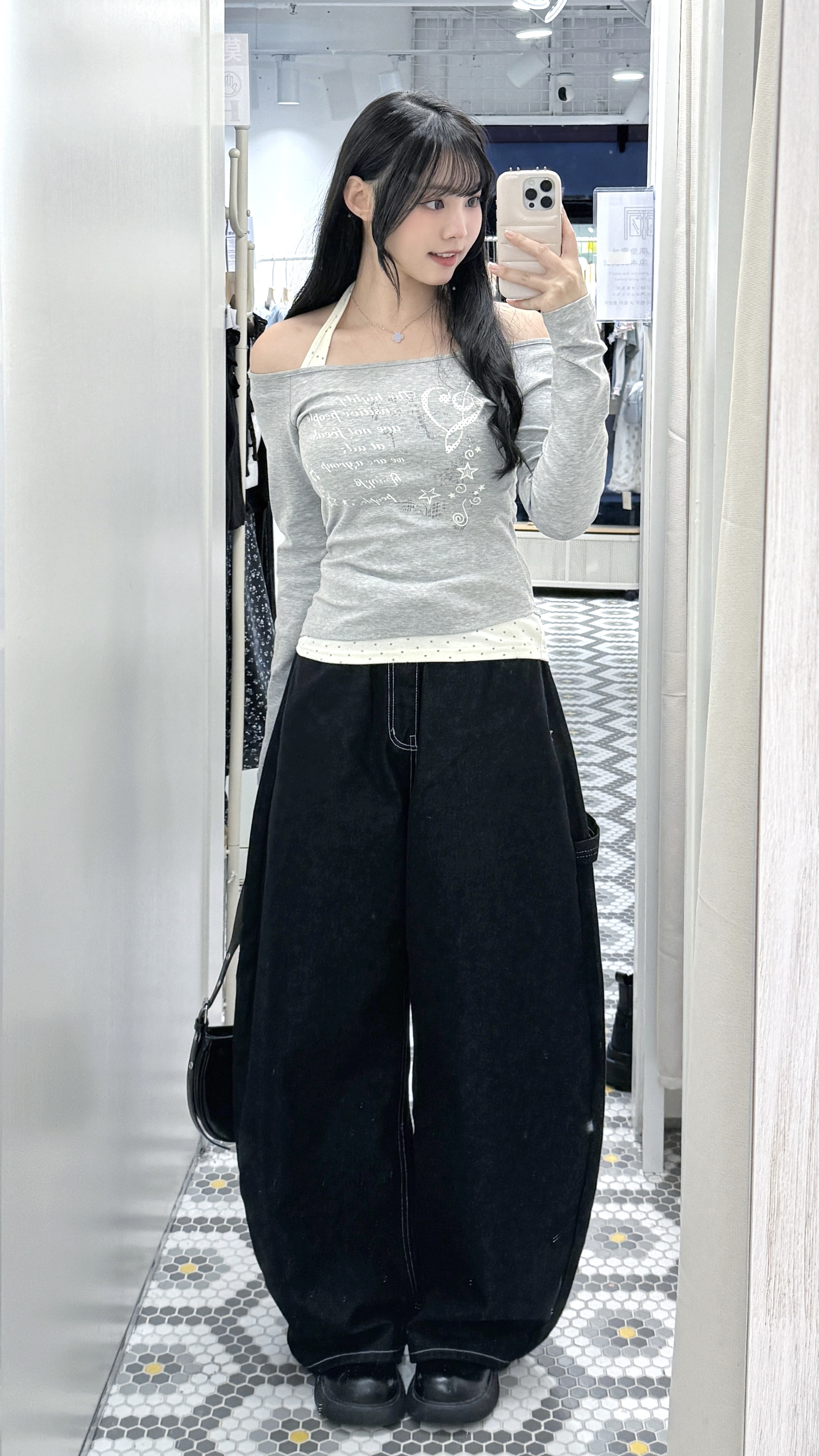 T1675｜音符字母♬.ᐟ星星掛頸假兩件長袖上衣 ݁♬⋆.˚𝄞