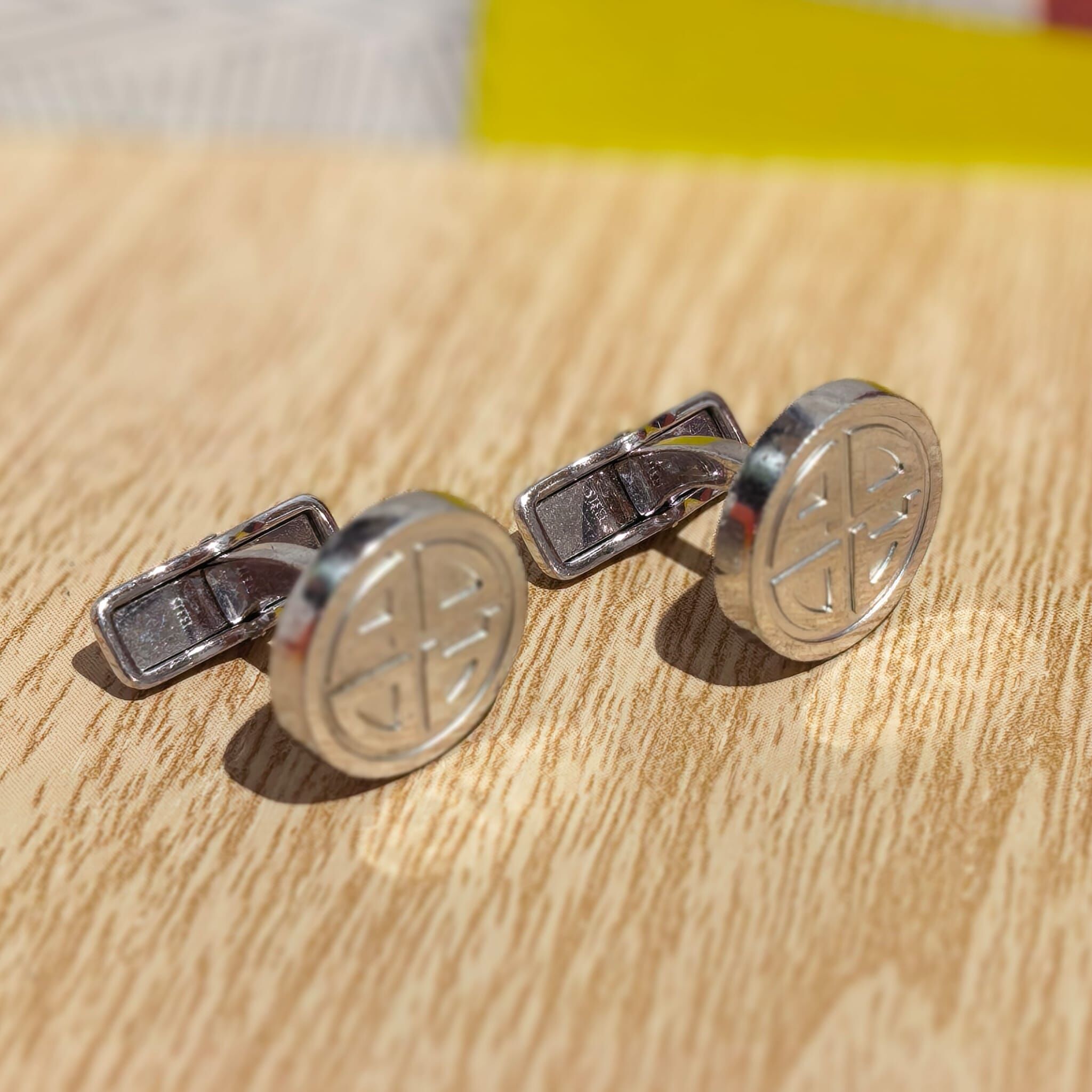 USED DUNHILL 袖口鈕/Cufflinks 925純銀 十字分割紋理印  #香榭站正品
