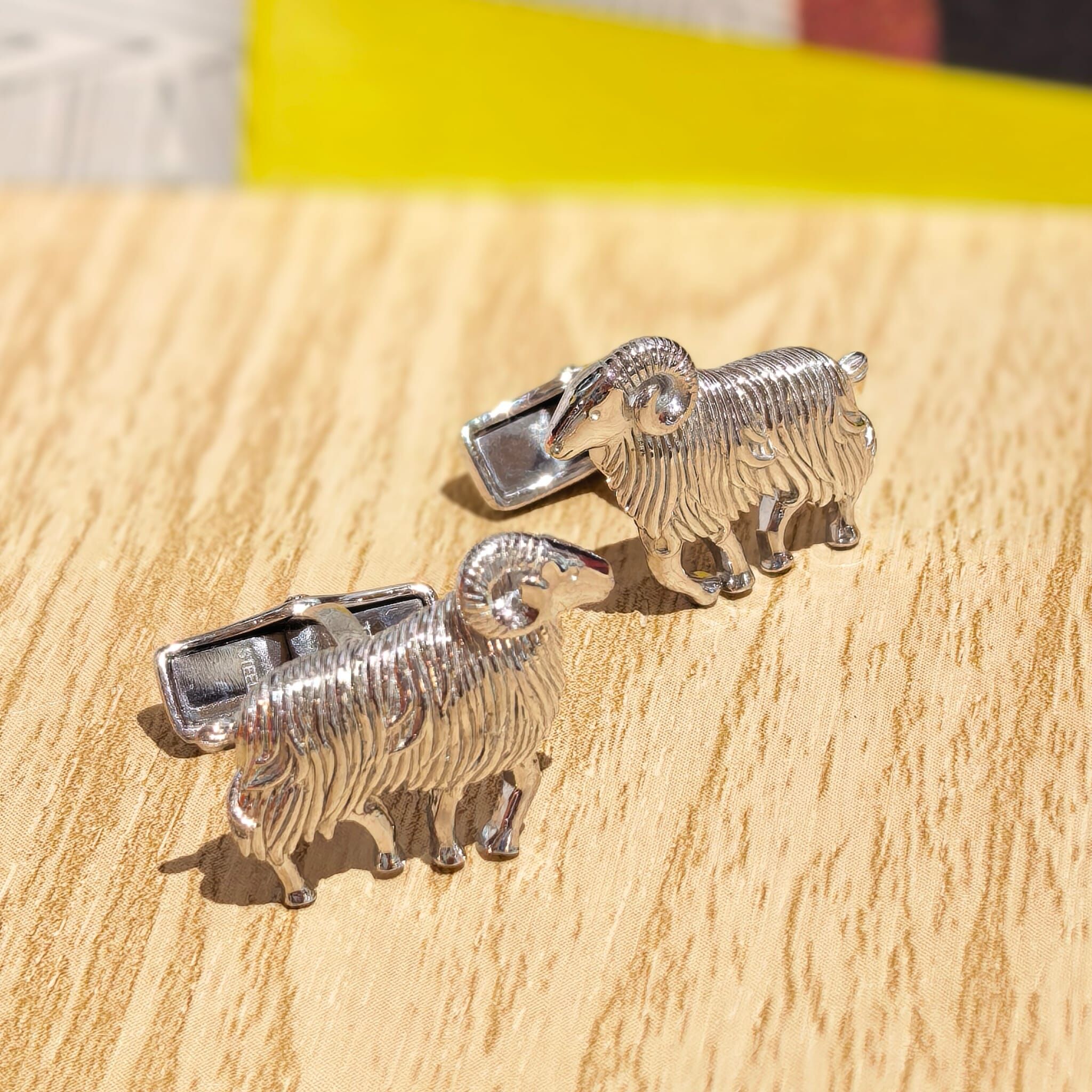 USED DUNHILL袖口鈕/Cufflinks, 925純銀, 羊年限定喜羊羊鈕扣 #香榭站正品