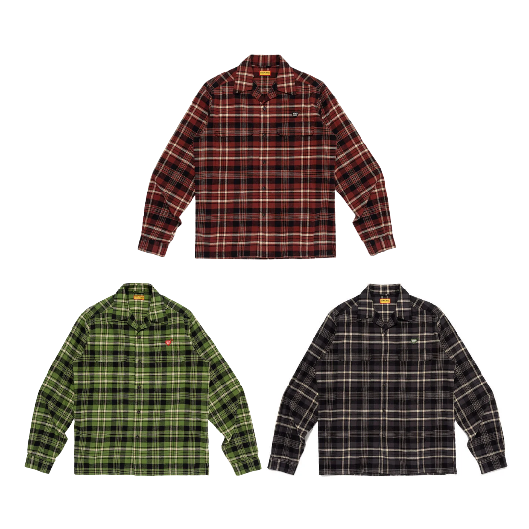 2026AW HUMAN MADE FLANNEL CHECK SHIRT 刺繡 愛心 背後 字體 法蘭絨 格紋 長袖 襯衫 現貨 HM32SH007