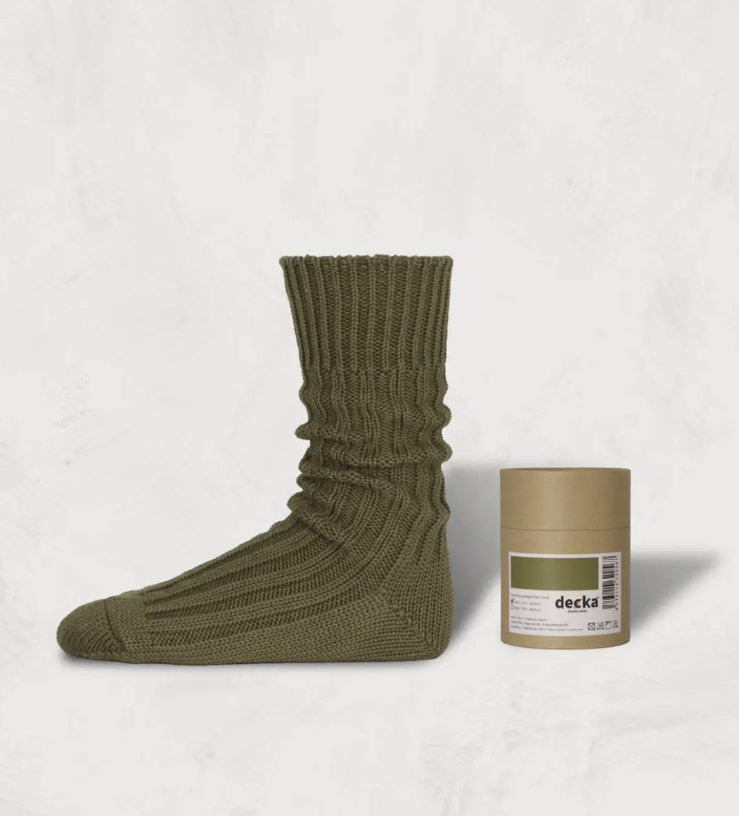 [現貨] Decka Cased Heavyweight Plain Socks | OLIVE