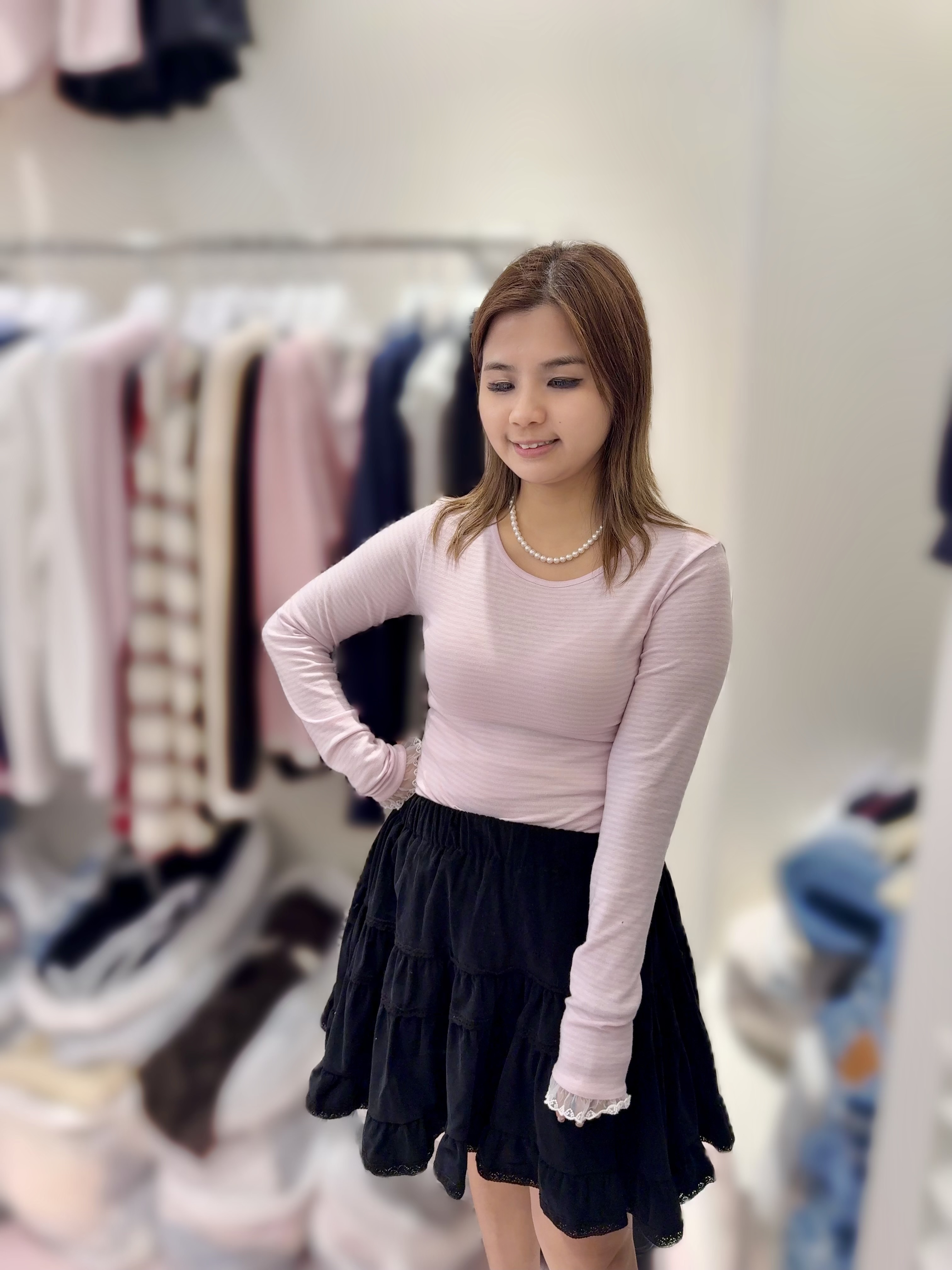 BE21 韓風莫代彈力幼間 T   胸35-42 長22 $419