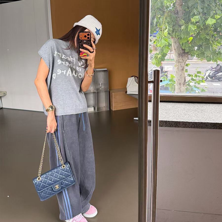 9K020-側邊三條線線條修飾寬褲【預購】((不列入會員折扣))