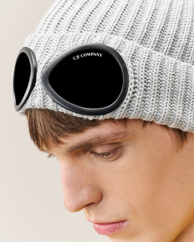 C.P. Company - Extrafine Merino Wool Goggle Beanie - 21CMAC742A005509AM92 MOON MELANGE