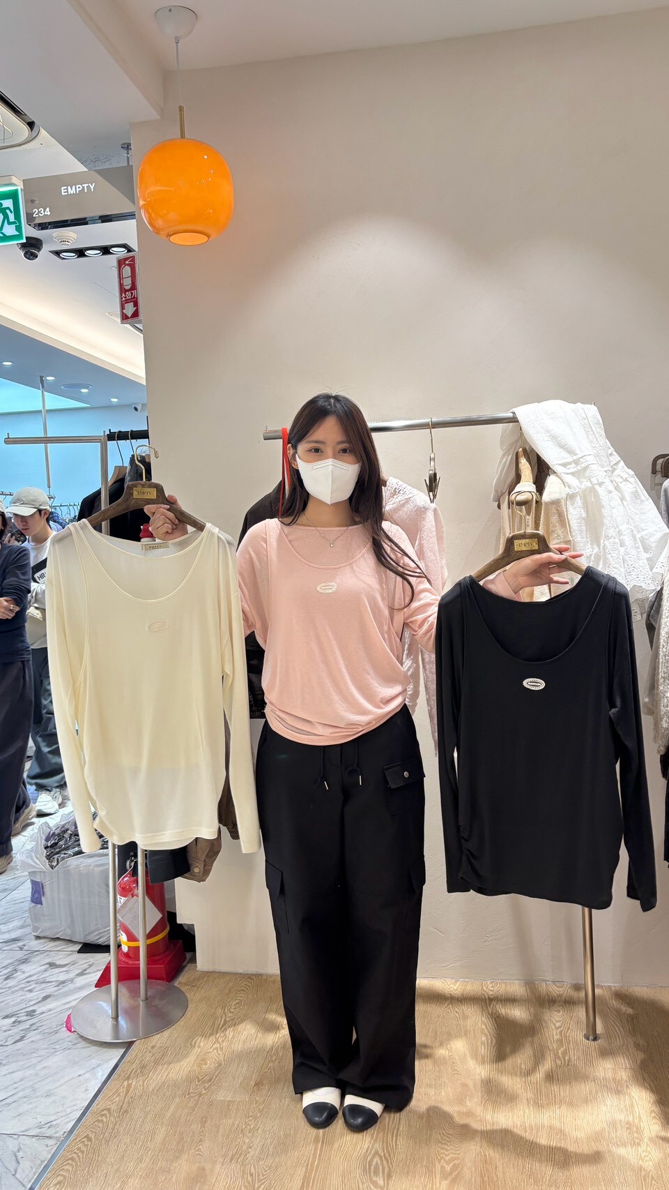 EM7115 橢圓織標假兩件雙層長袖衫