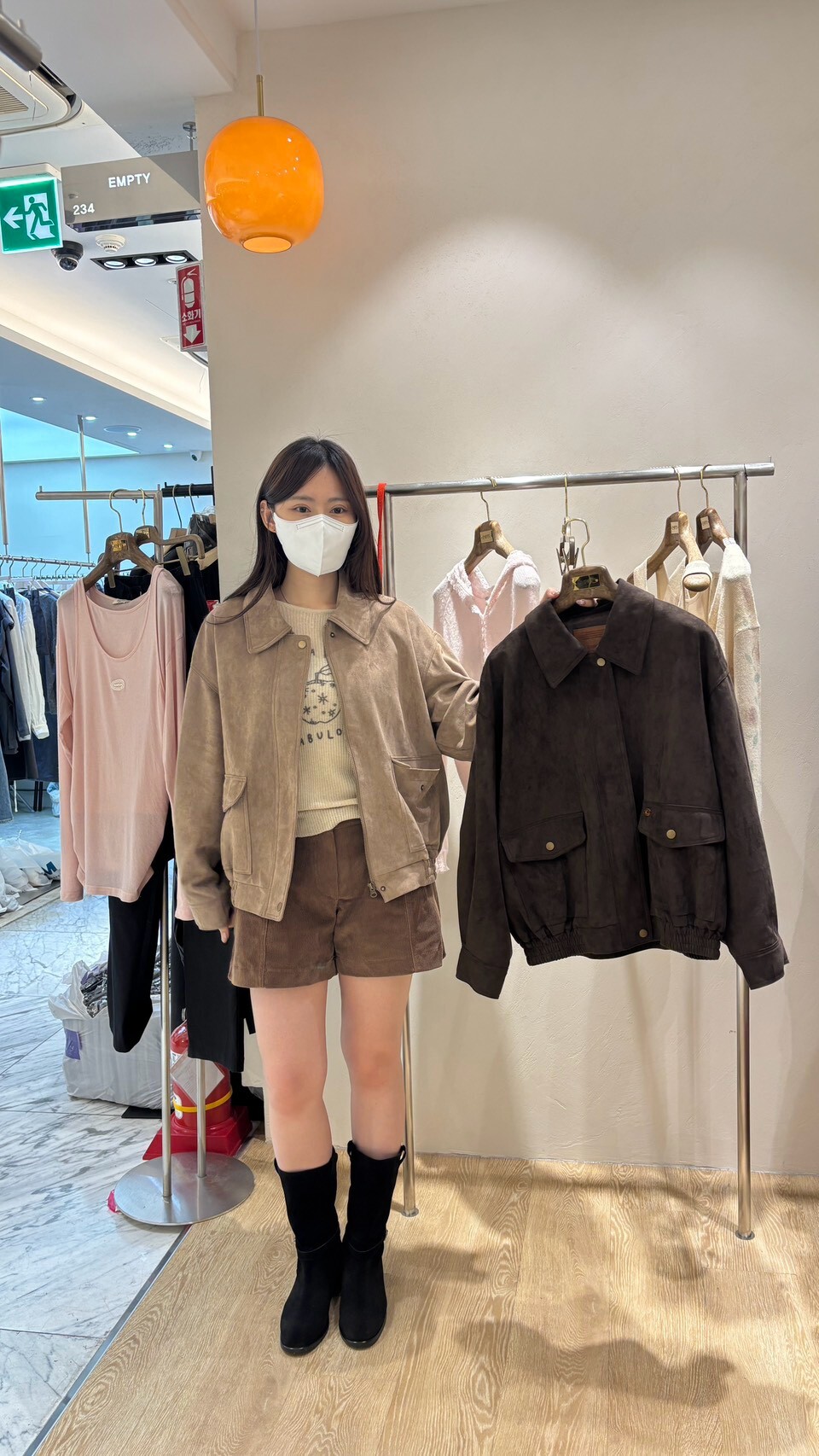 EM7103 美拉德麂皮絨大翻領外套