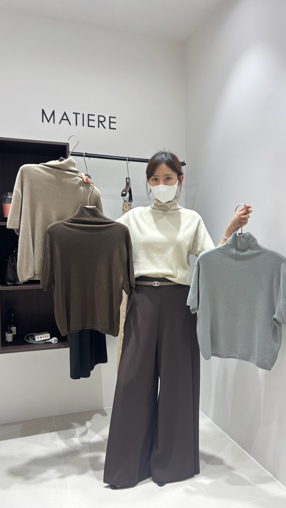 MA7127 輕奢羊毛混紡半高領短袖針織衫