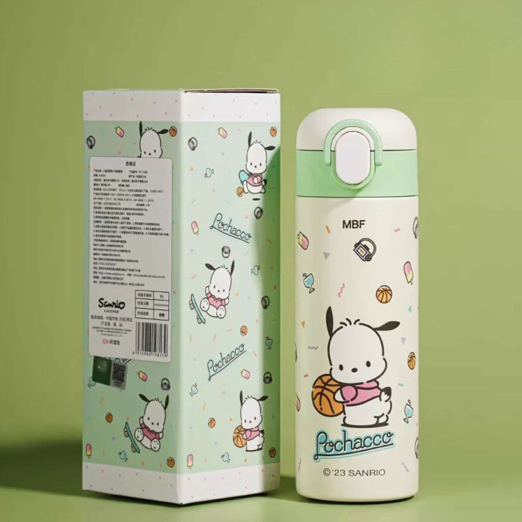 Pochacco Vacuum Flask -with/straw|mug (420ml)