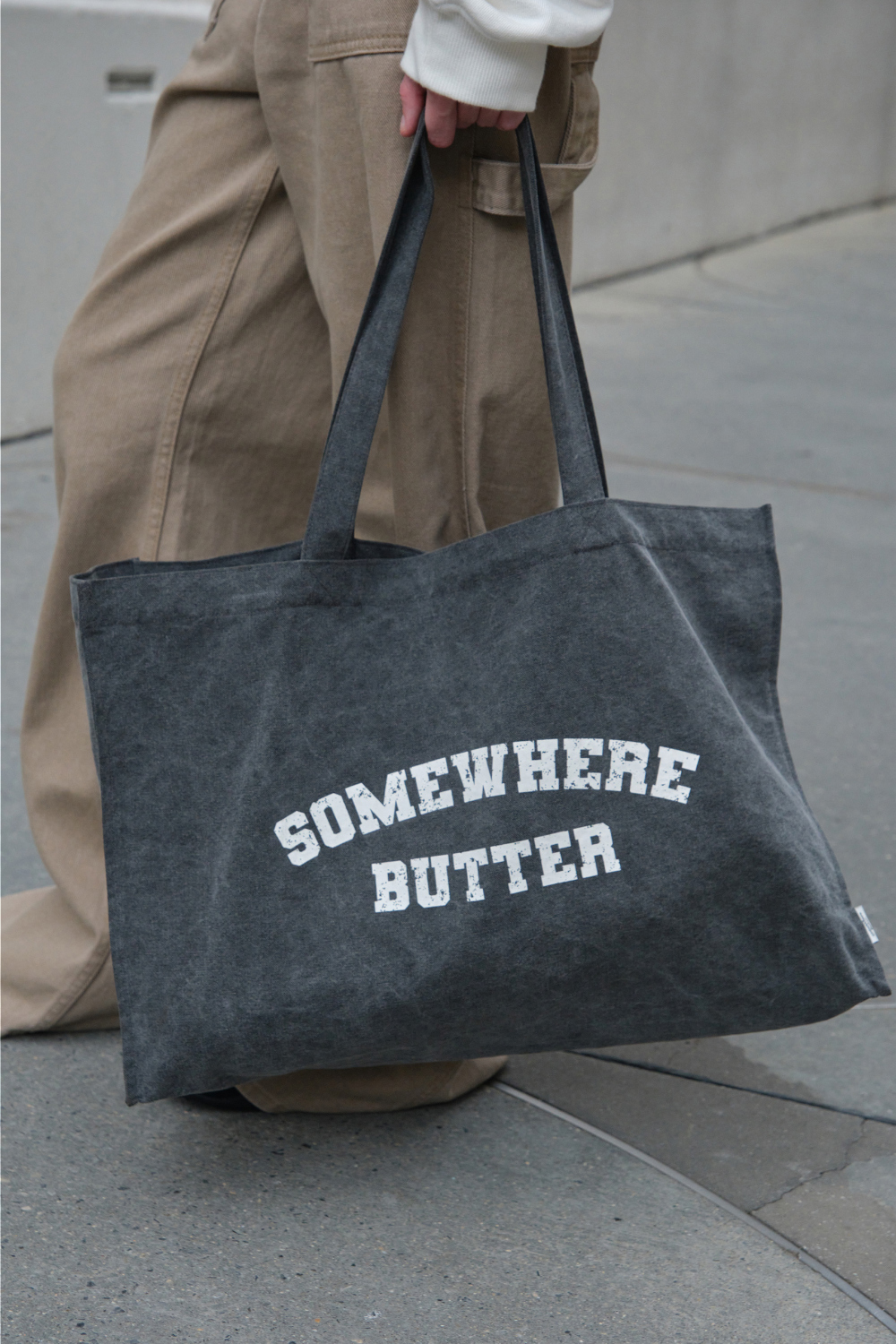 <韓國代購> SOMEWHERE BUTTER PIGMENT SQUARE LOGO COTTON BAG